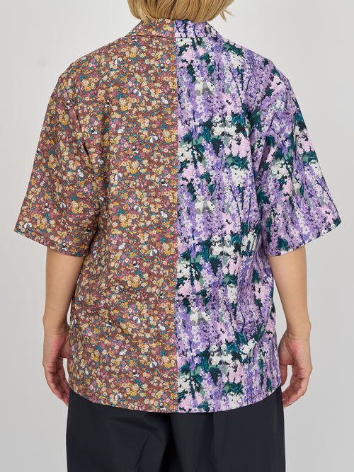 【受注商品】panda printed bowling shirt・PURPLE×BROWN