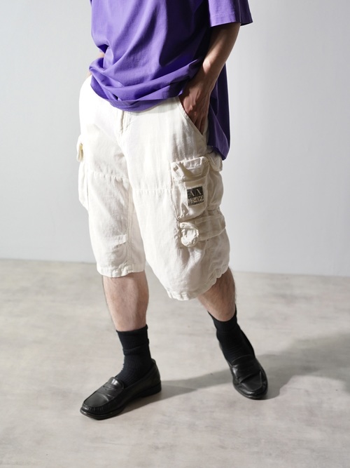 ARMANI EXCHANGE 100% Linen military sampling gimmick shorts