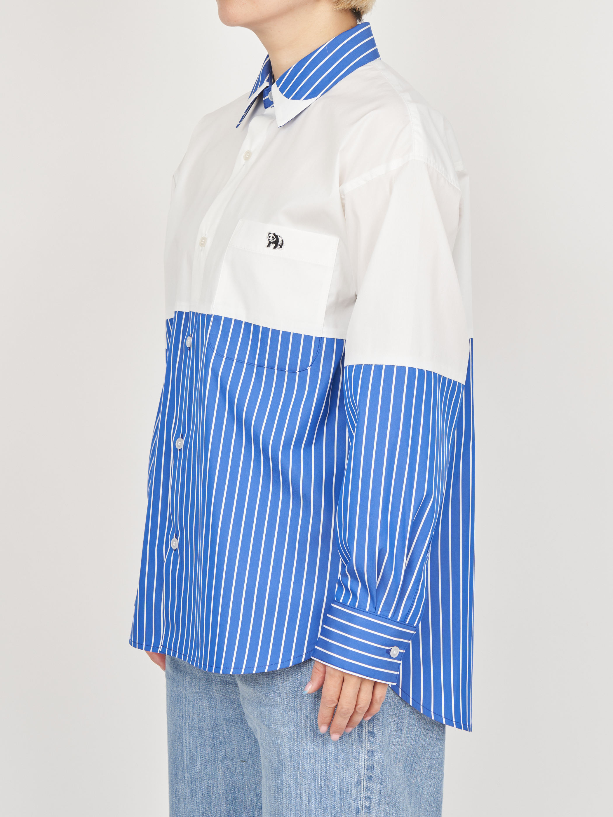 【受注商品】fake round collar shirt・WHITE×BLUE