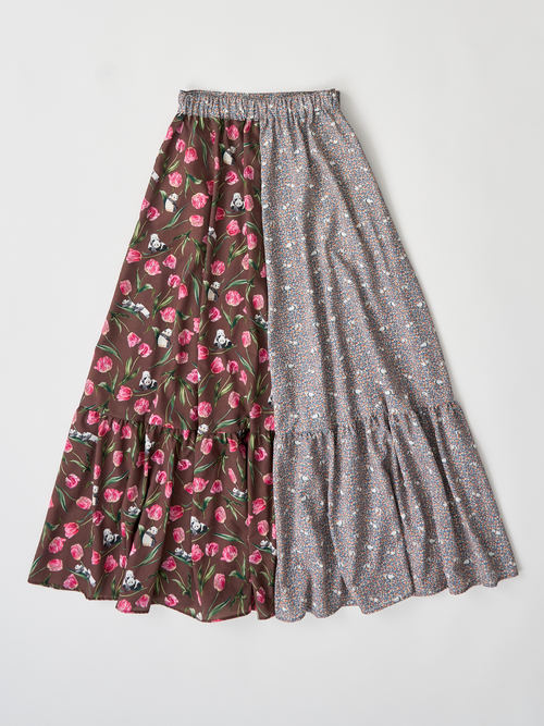 【受注商品】2way wrap skirt・RED×GRAY 【受注商品】2way wrap skirt・RED×GRAY