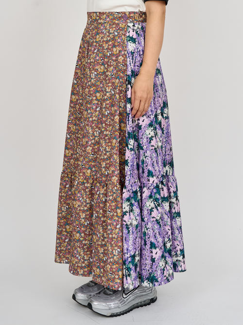 【受注商品】2way wrap skirt・PURPLE×BROWN