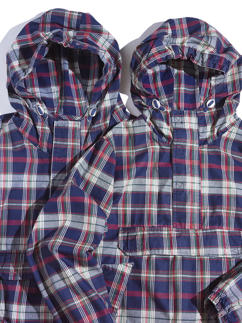 1990s "GAP" cotton check anorak parka -RED/NAVY-