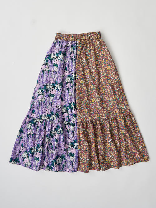 【受注商品】2way wrap skirt・PURPLE×BROWN
