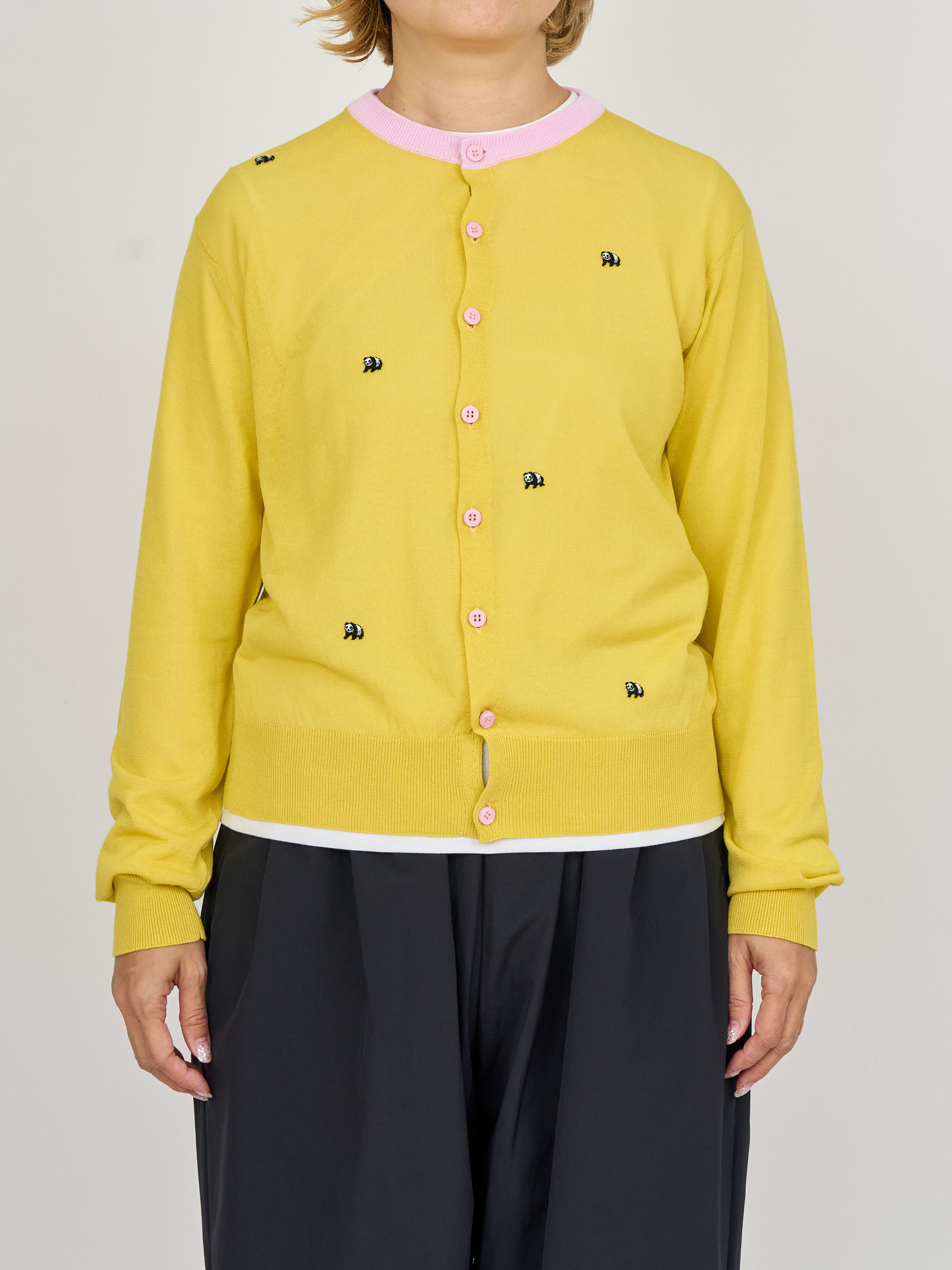 【受注商品】mini pandas summer cardigan・YELLOW×PINK