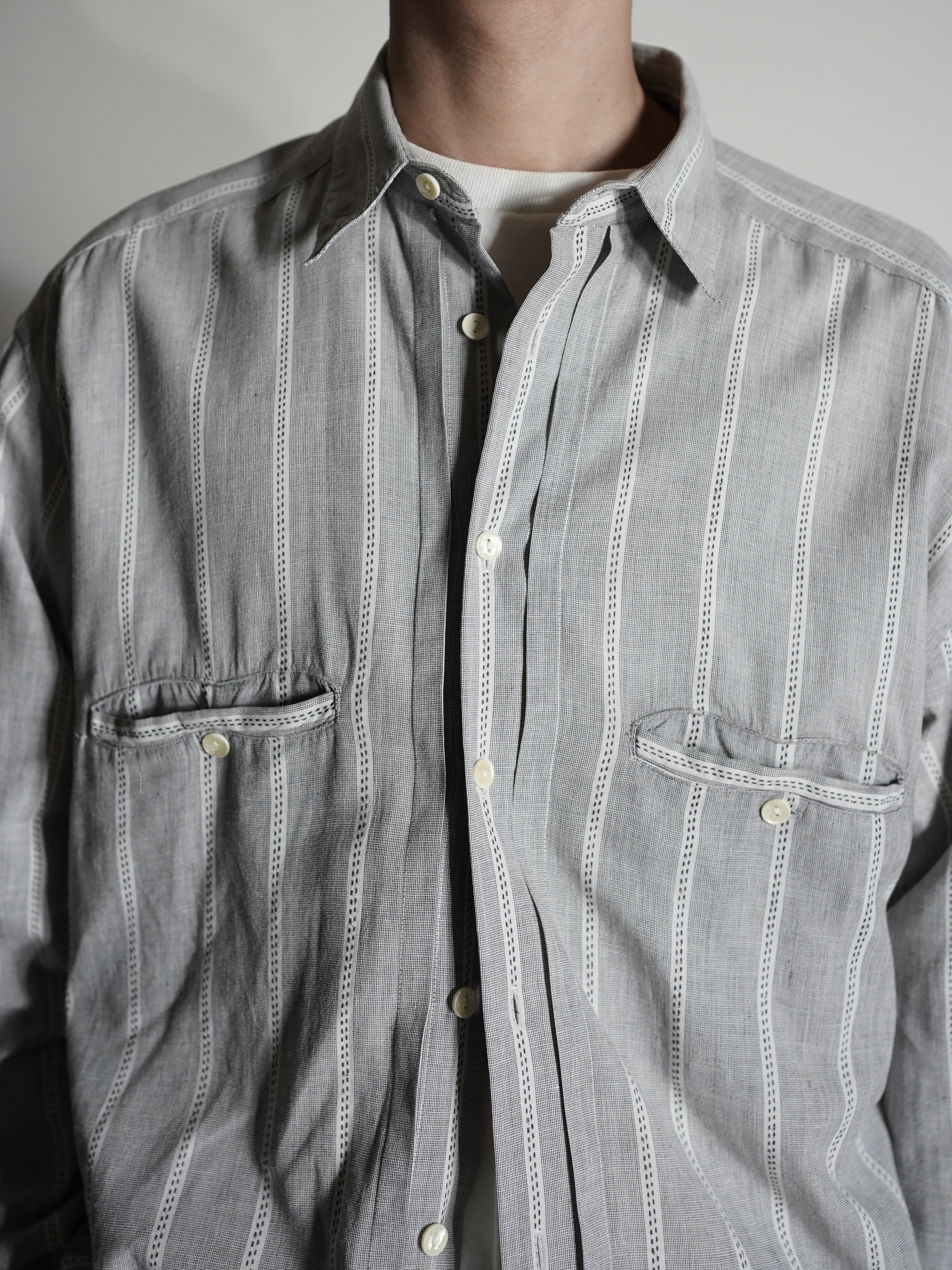 1990's- Levi's Pleats front Cotton Stripe shirt / Made in India