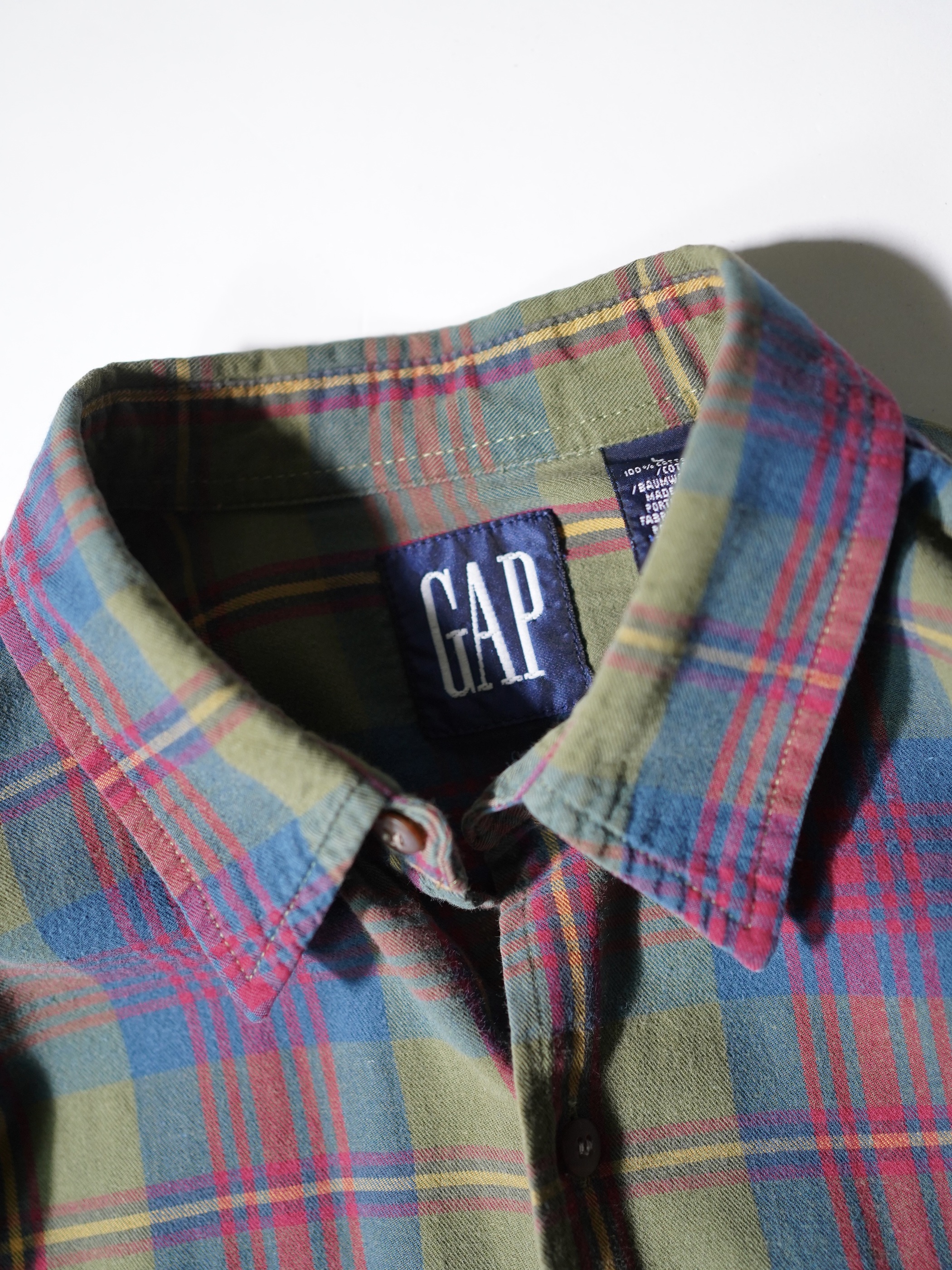 1990's GAP Cotton flannel check shirts/Made in Portugal