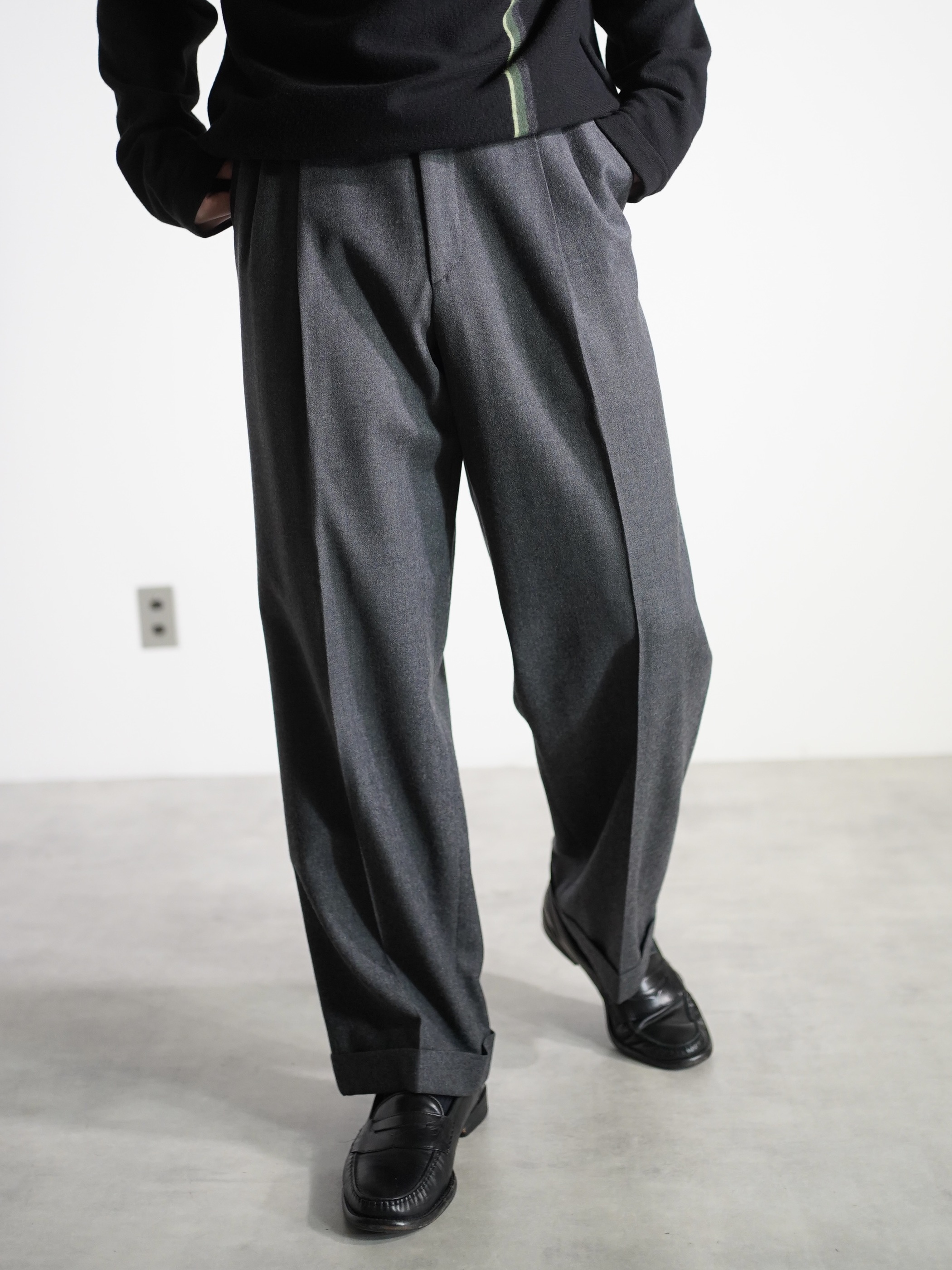 1980's METROPOLITAN VIEW for Litanus Pure virgin wool 2tuck dress trousers/Made in Italy