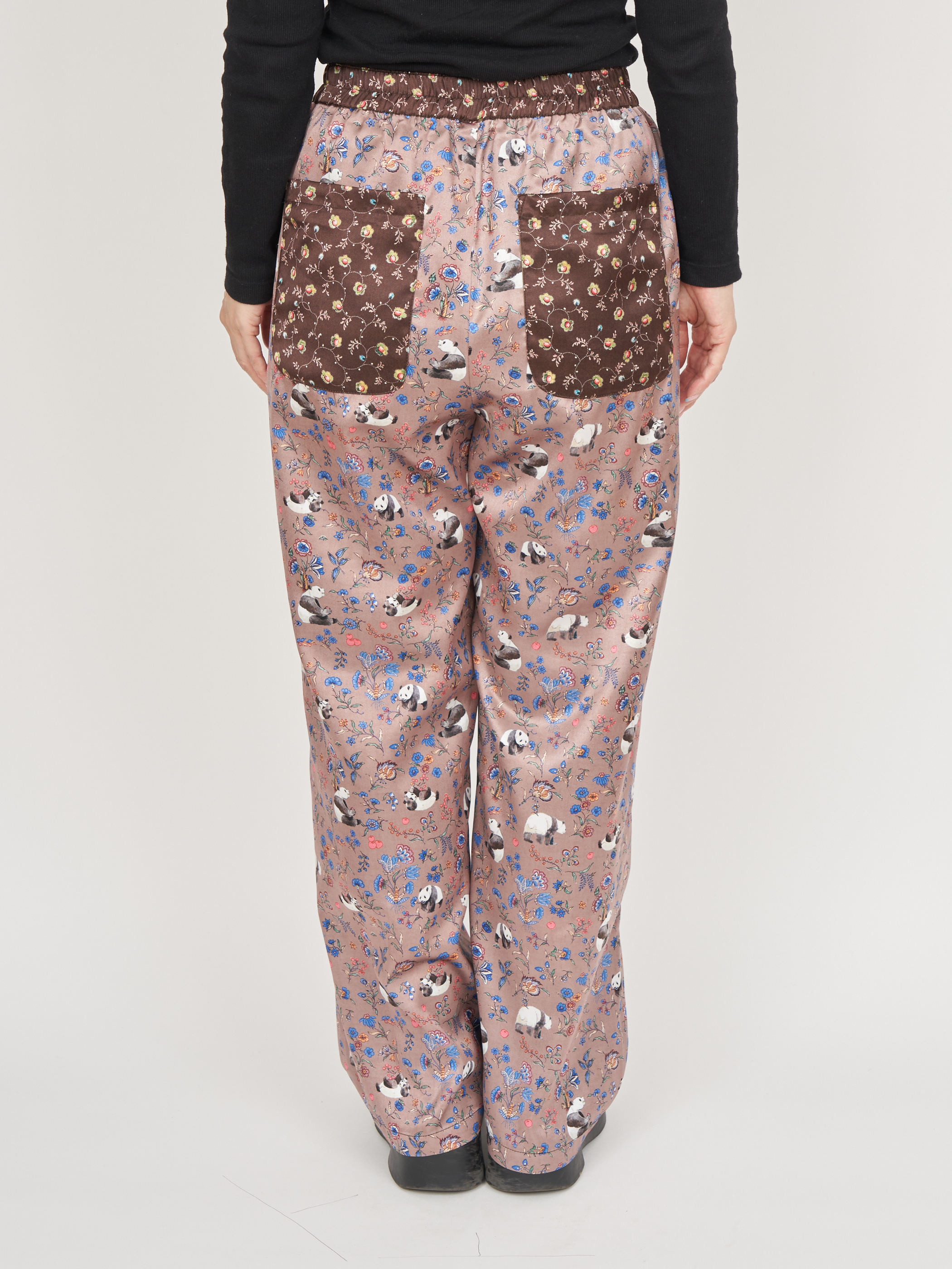 【受注商品】panda printed pajama pants・BROWN×BEIGE