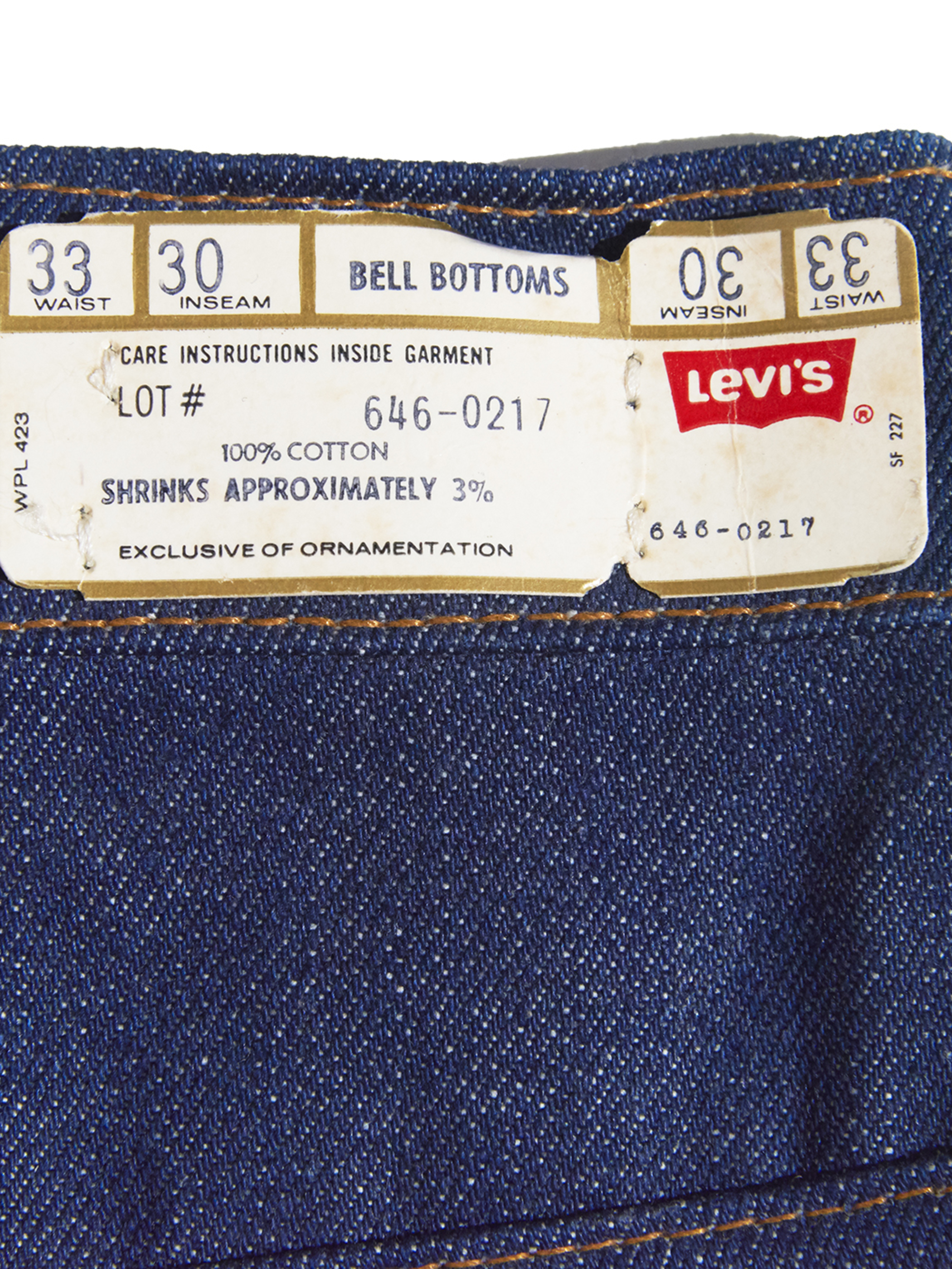 NOS 1980s "Levi's" Lot.646 denim pants -INDIGO-