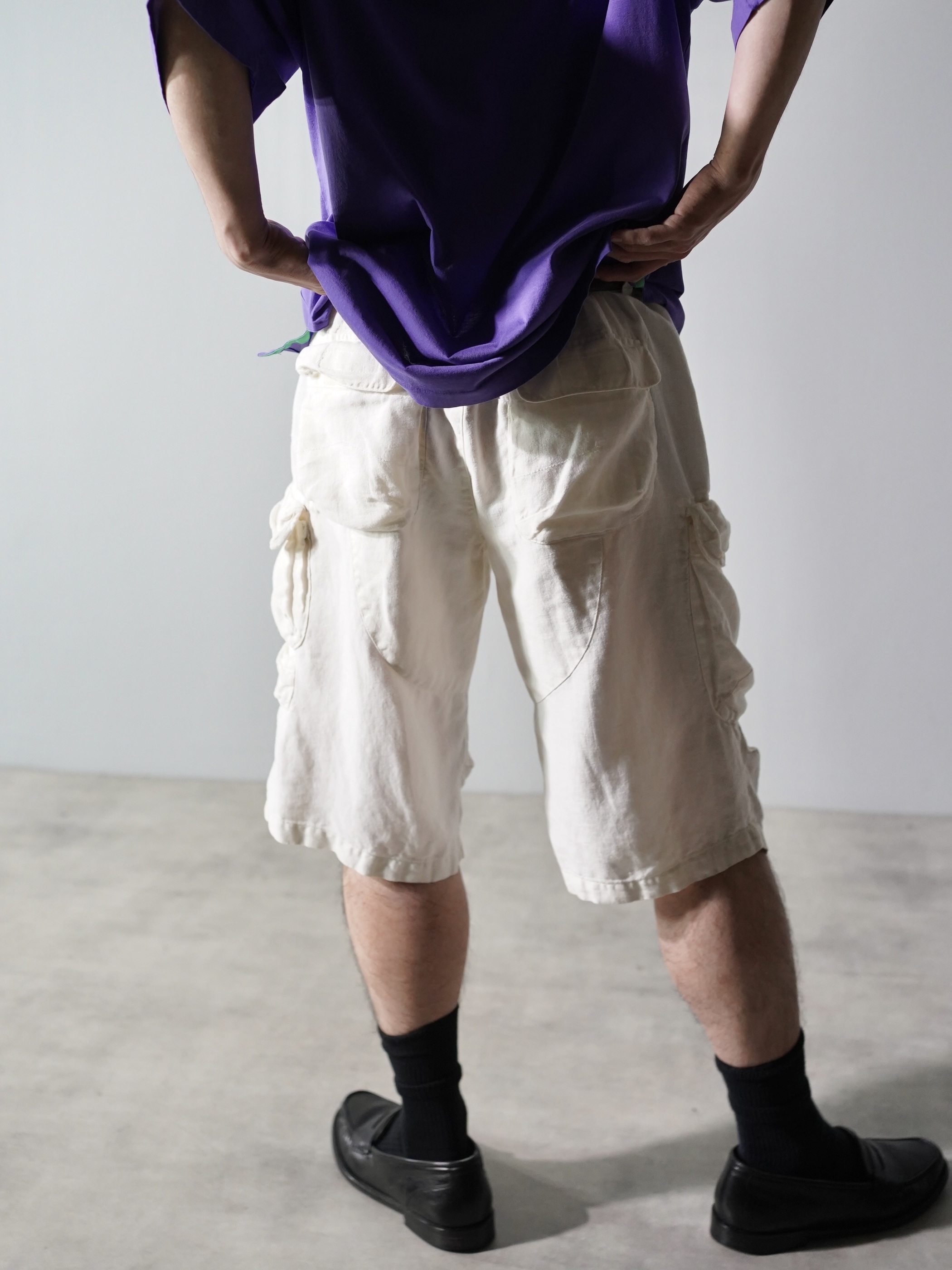 ARMANI EXCHANGE 100% Linen military sampling gimmick shorts