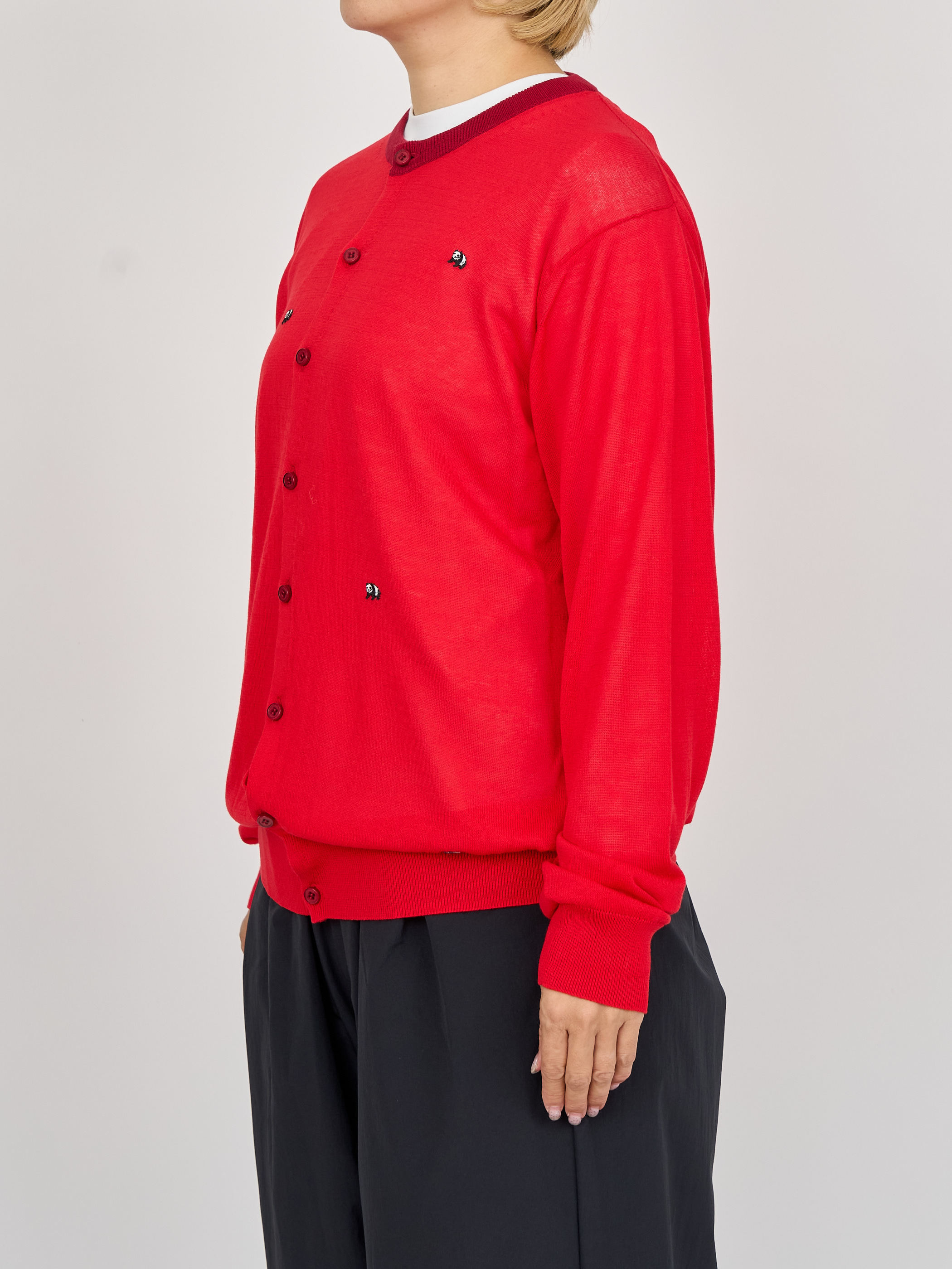 【受注商品】mini pandas summer cardigan・RED×WINE 【受注商品】mini pandas summer cardigan・RED×WINE