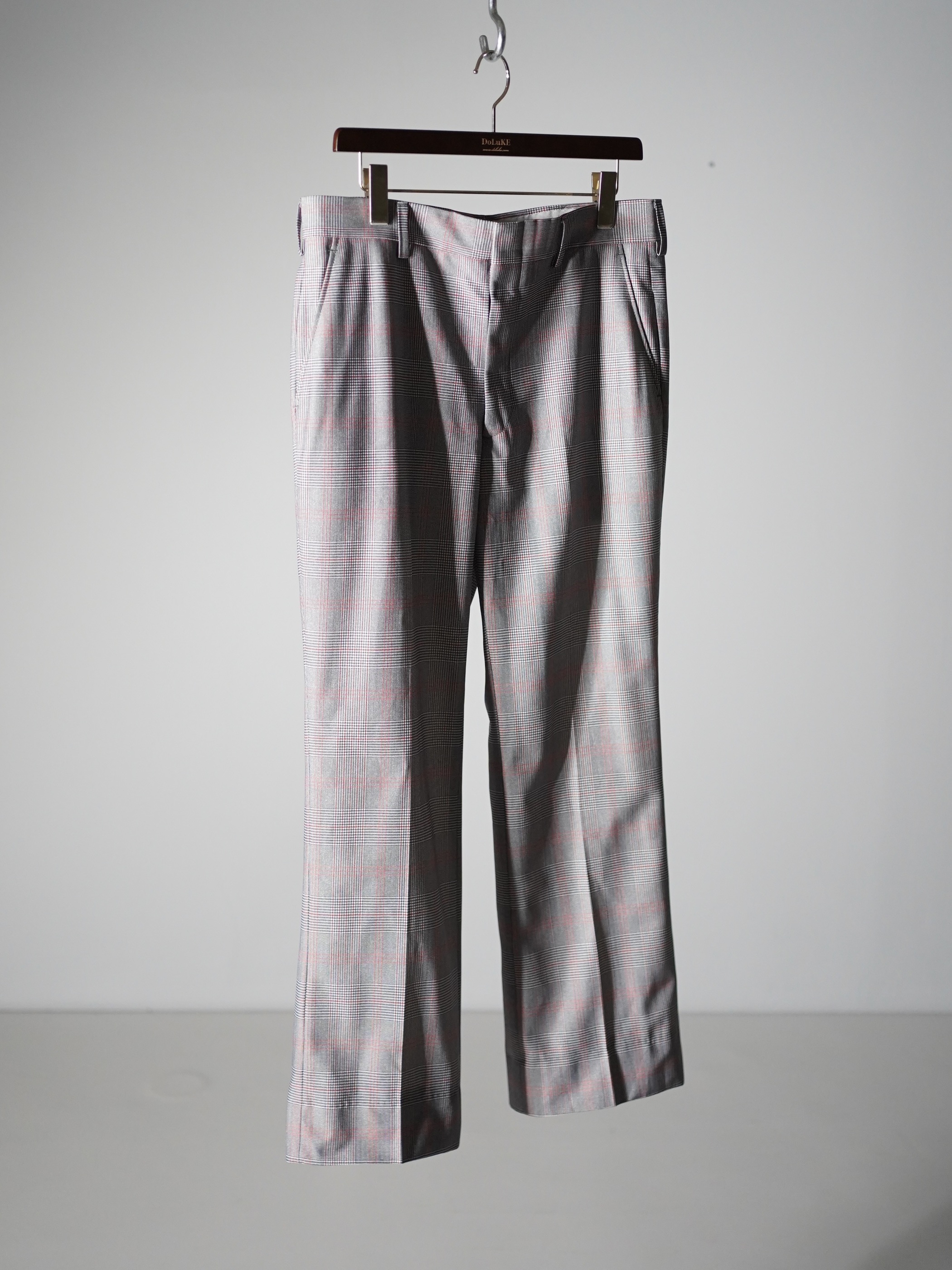 1970's~ Glen check boot cut poly dress pants