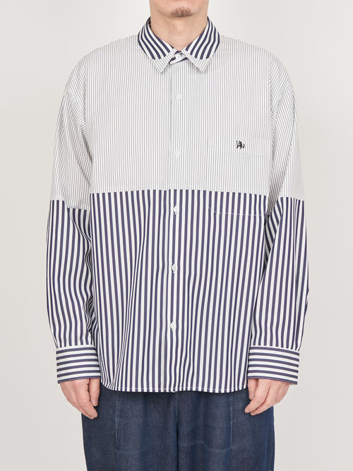 【受注商品】fake round collar shirt・WHITE×NAVY