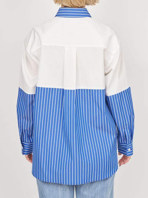 【受注商品】fake round collar shirt・WHITE×BLUE