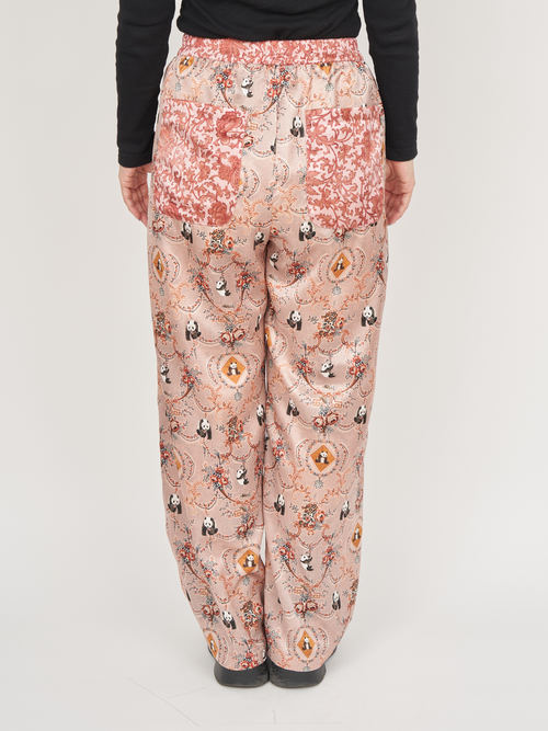【受注商品】panda printed pajama pants・BEIGE×PINK