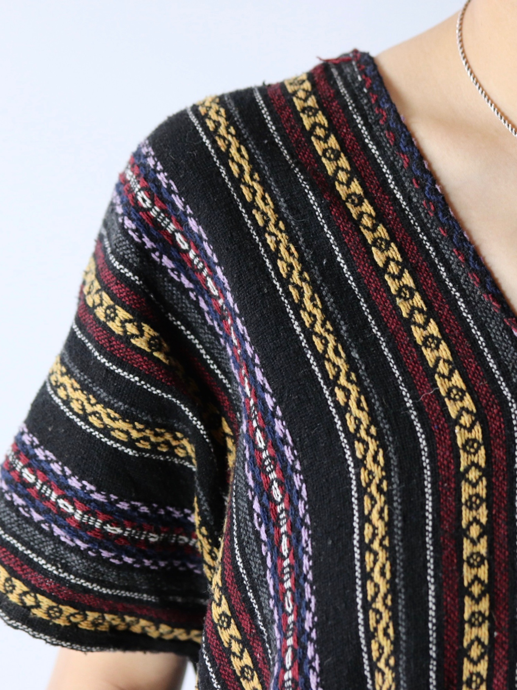 Native pattern fringe poncho tops