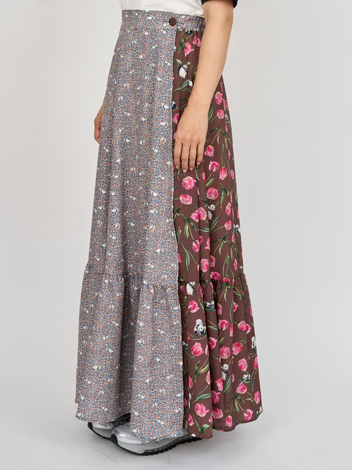 【受注商品】2way wrap skirt・RED×GRAY 【受注商品】2way wrap skirt・RED×GRAY