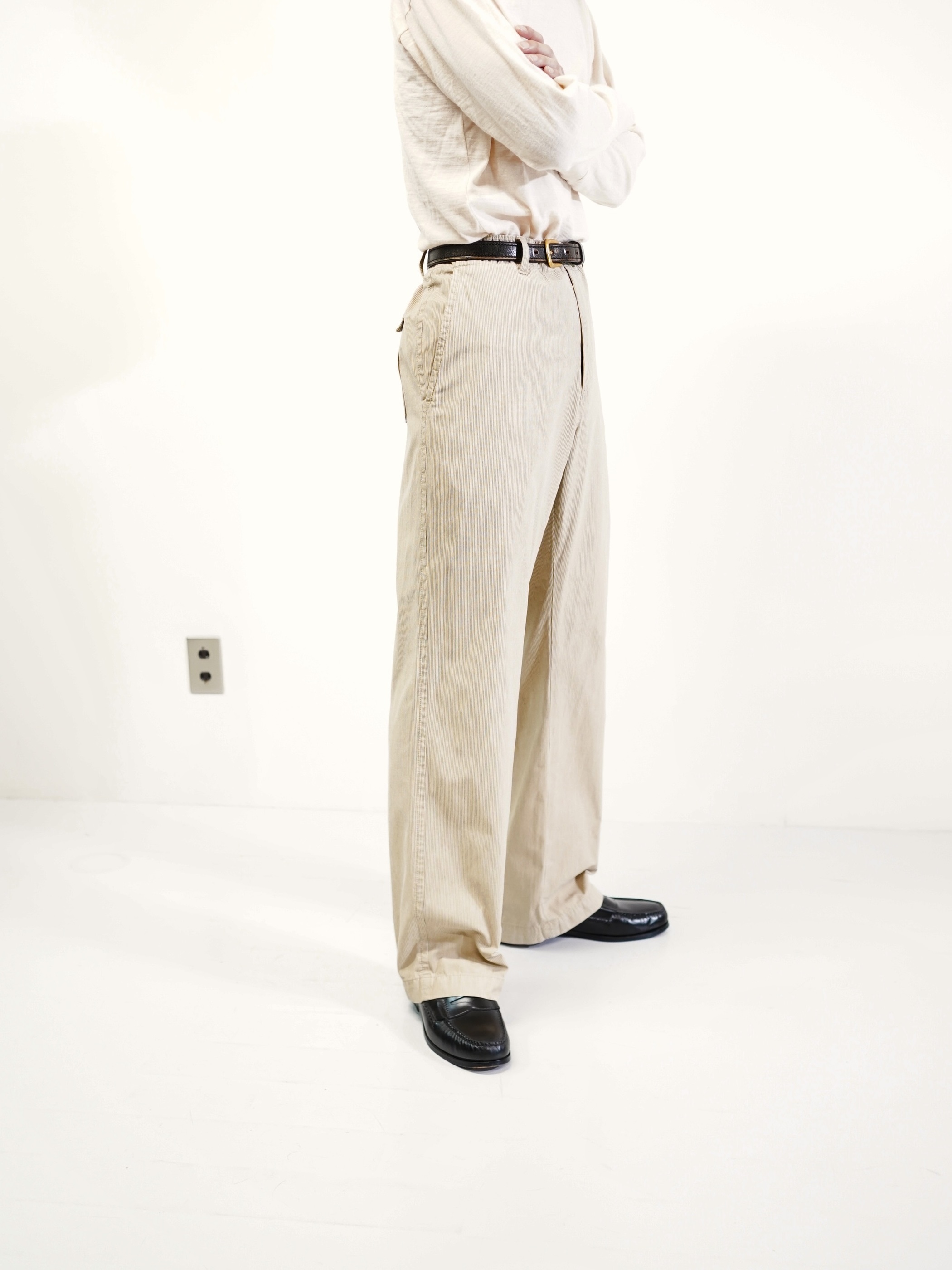 00's BANANA REPUBLIC Cotton stripe trousers / Made in India