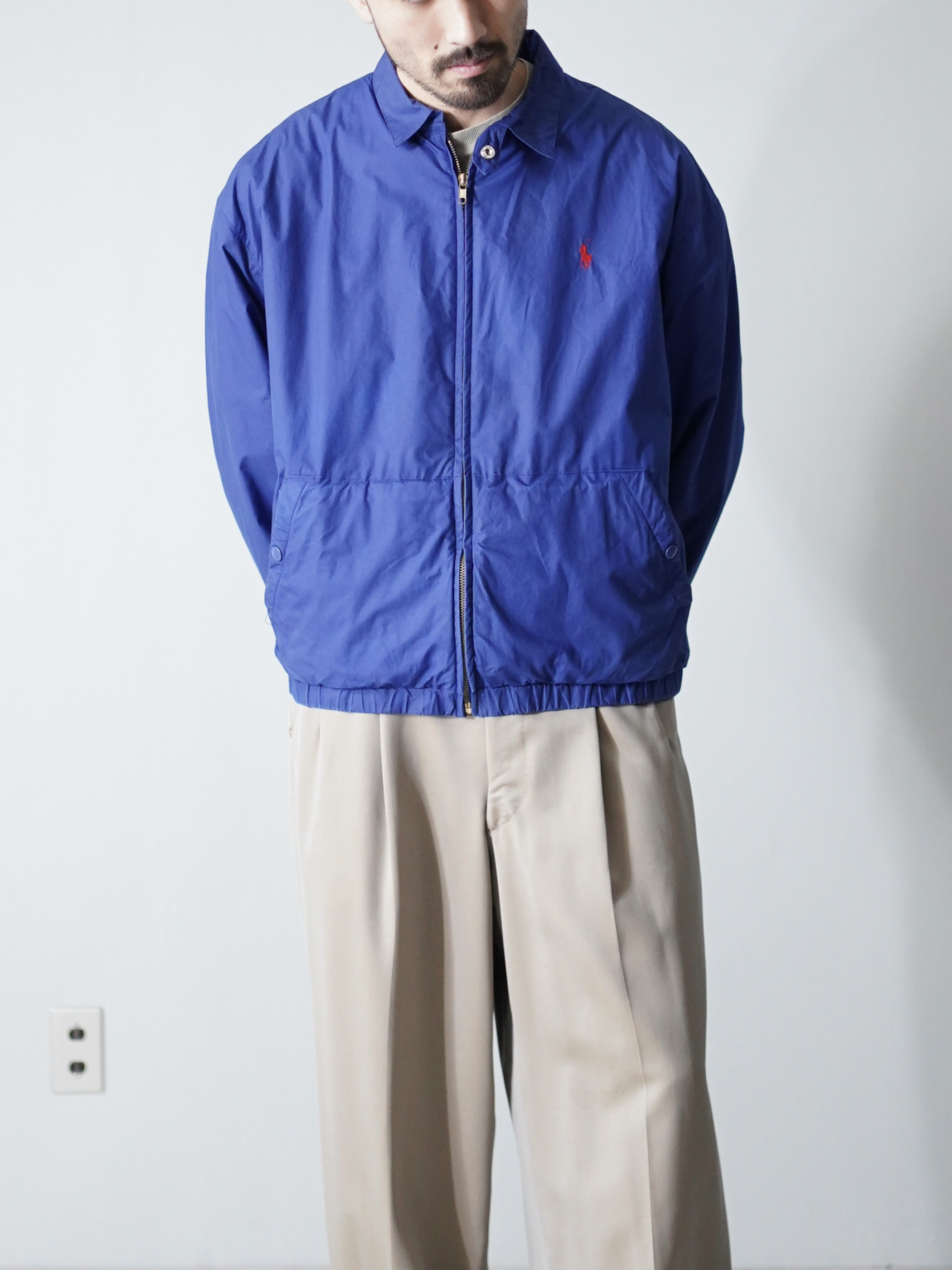 1980's Polo by Ralph Lauren Poplin shell acrilic liner drizzler jacket/Made in Hong Kong