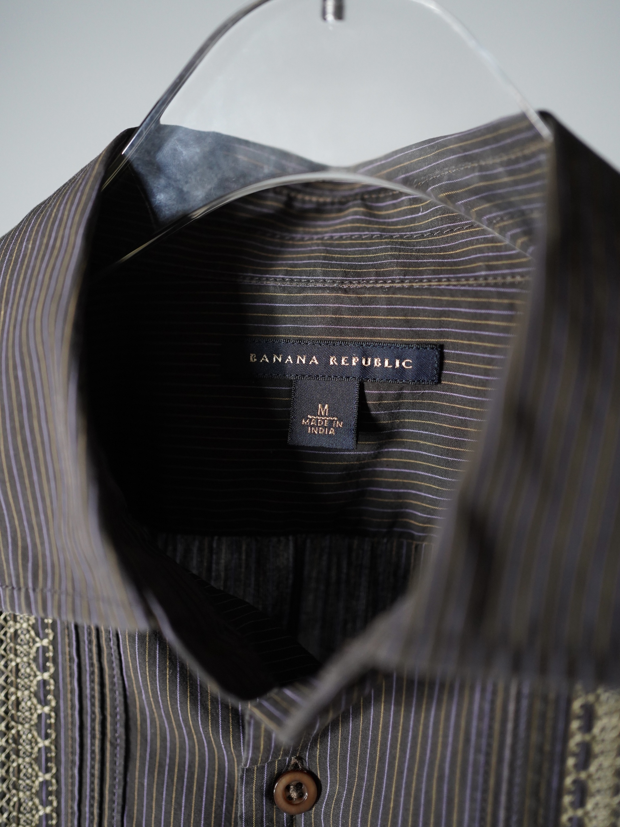 BANANA REPUBLIC Ethnic design cotton stripe L/S shirt