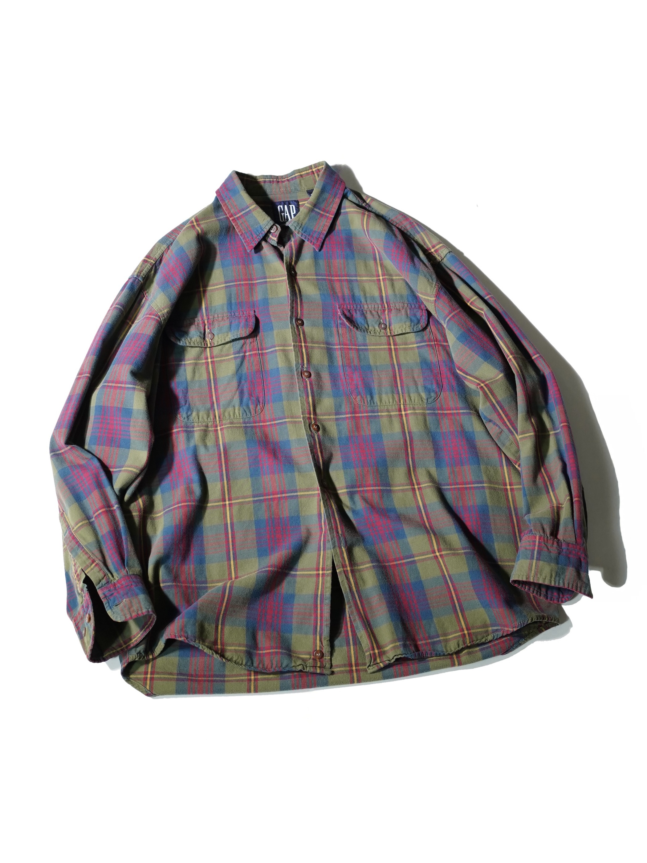 1990's GAP Cotton flannel check shirts/Made in Portugal