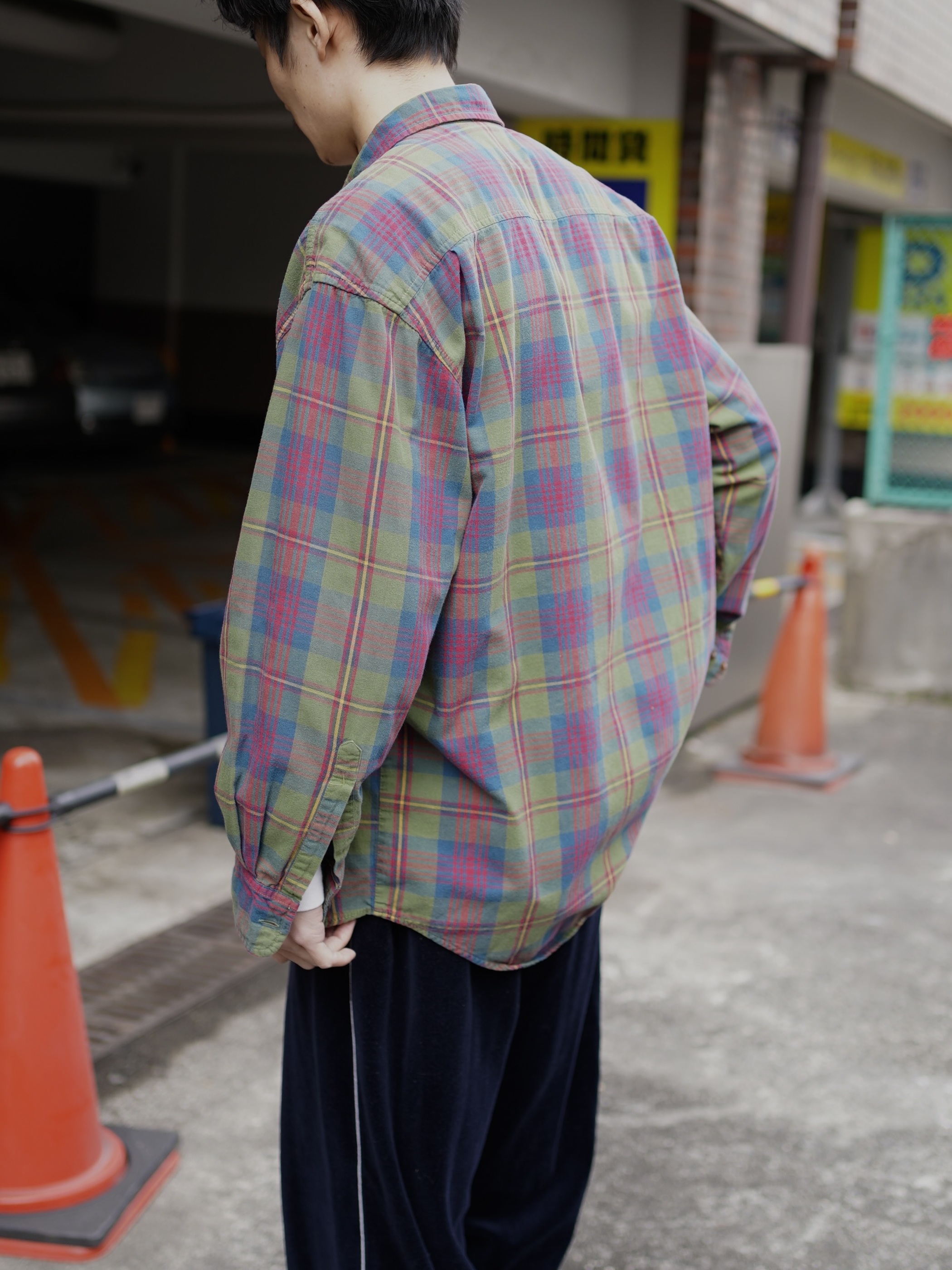 1990's GAP Cotton flannel check shirts/Made in Portugal