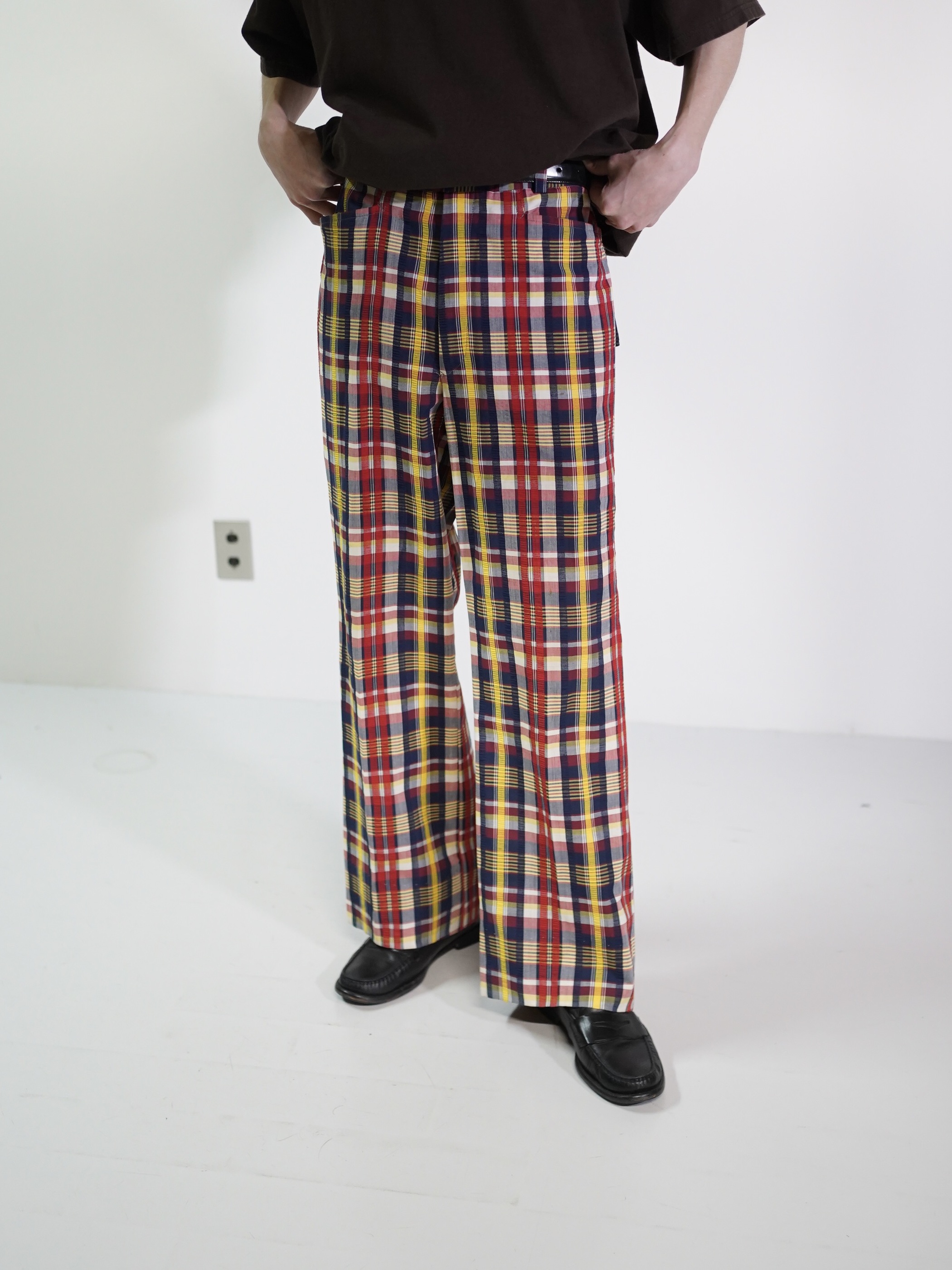1970~ Unknown Seersucker flare check golf pants