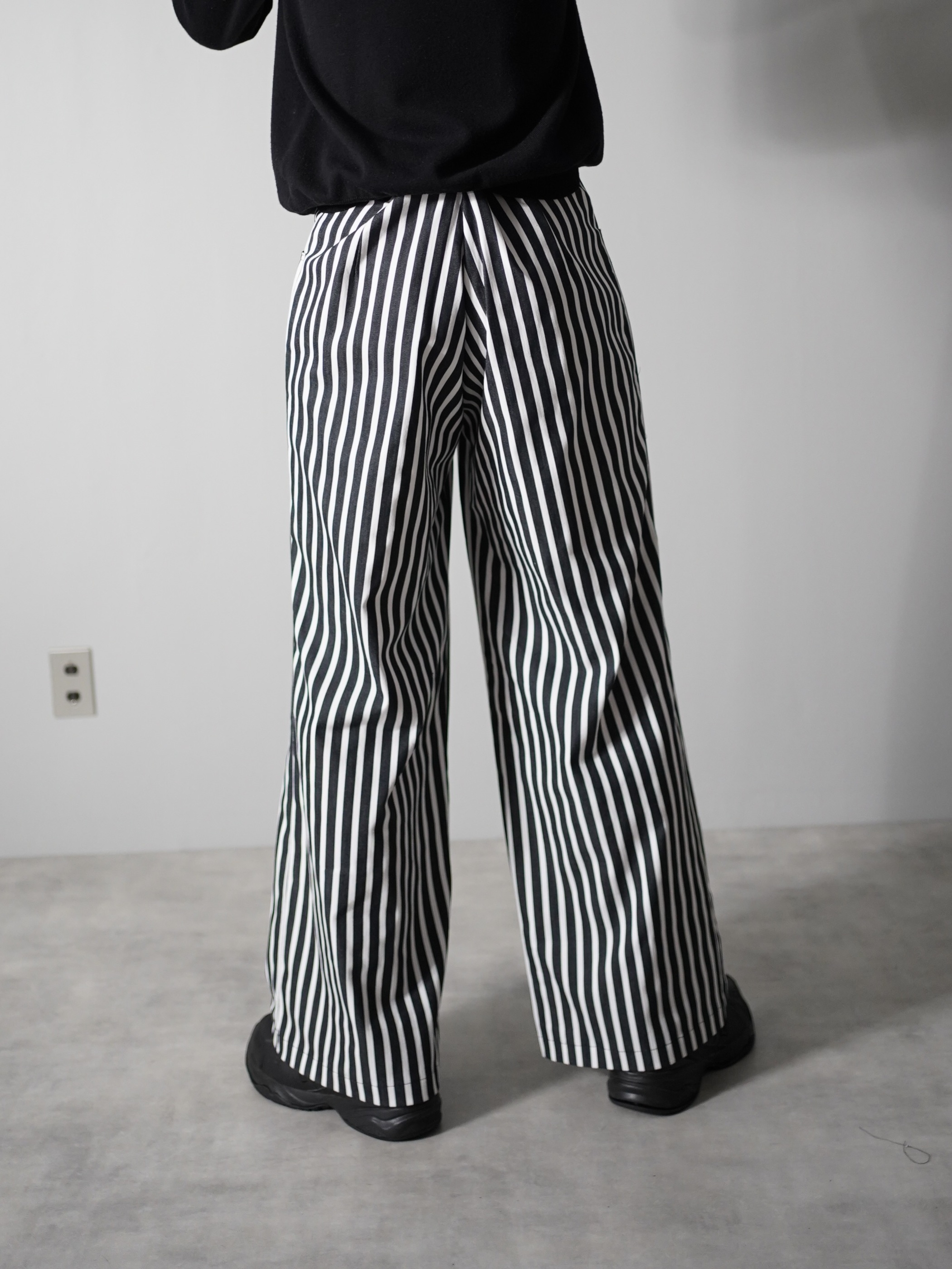 00's Poly cotton wide flare pants / Dead stock