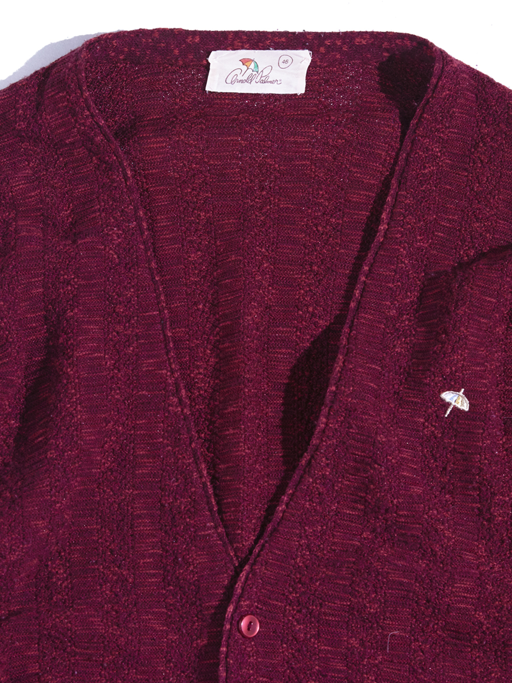 1970s "Alnord Palmer" acrylic knit cardigan -BURGANDY-