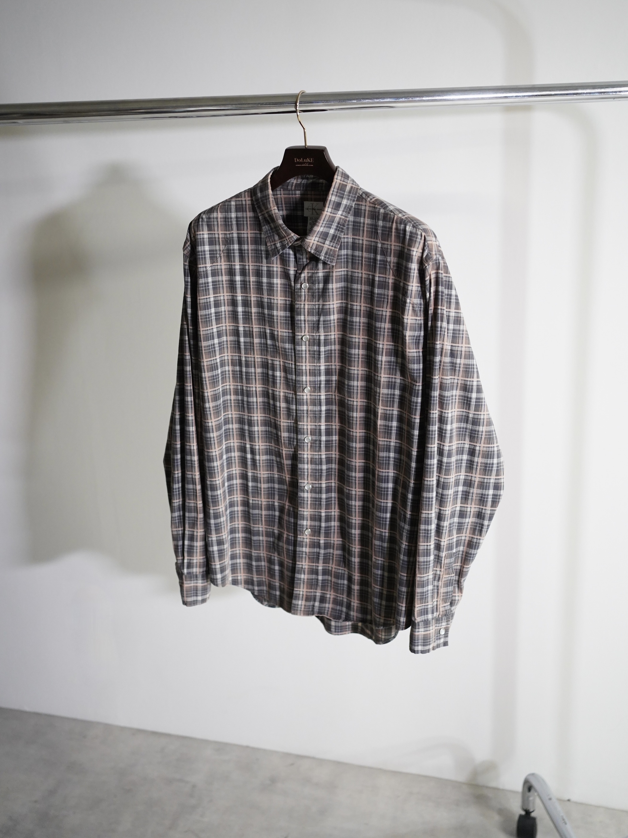 1990's Calvin Klein Cotton Elastane L/S check shirt