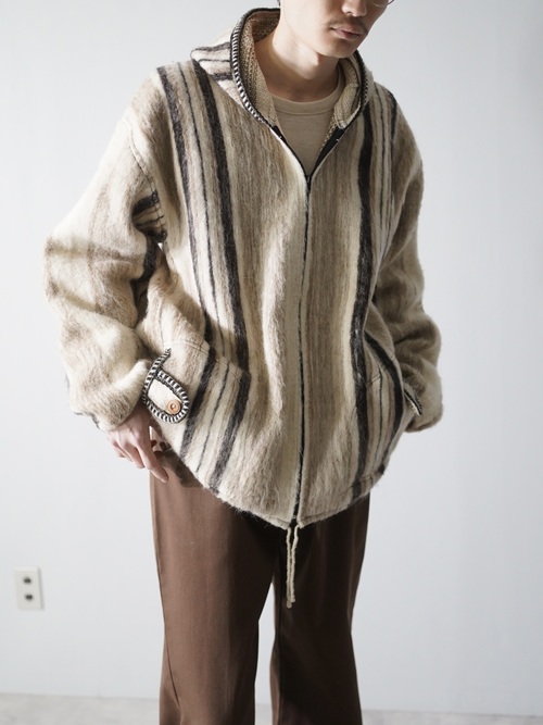 Handmade? Vintage Ecuador shaggy knit zip parka