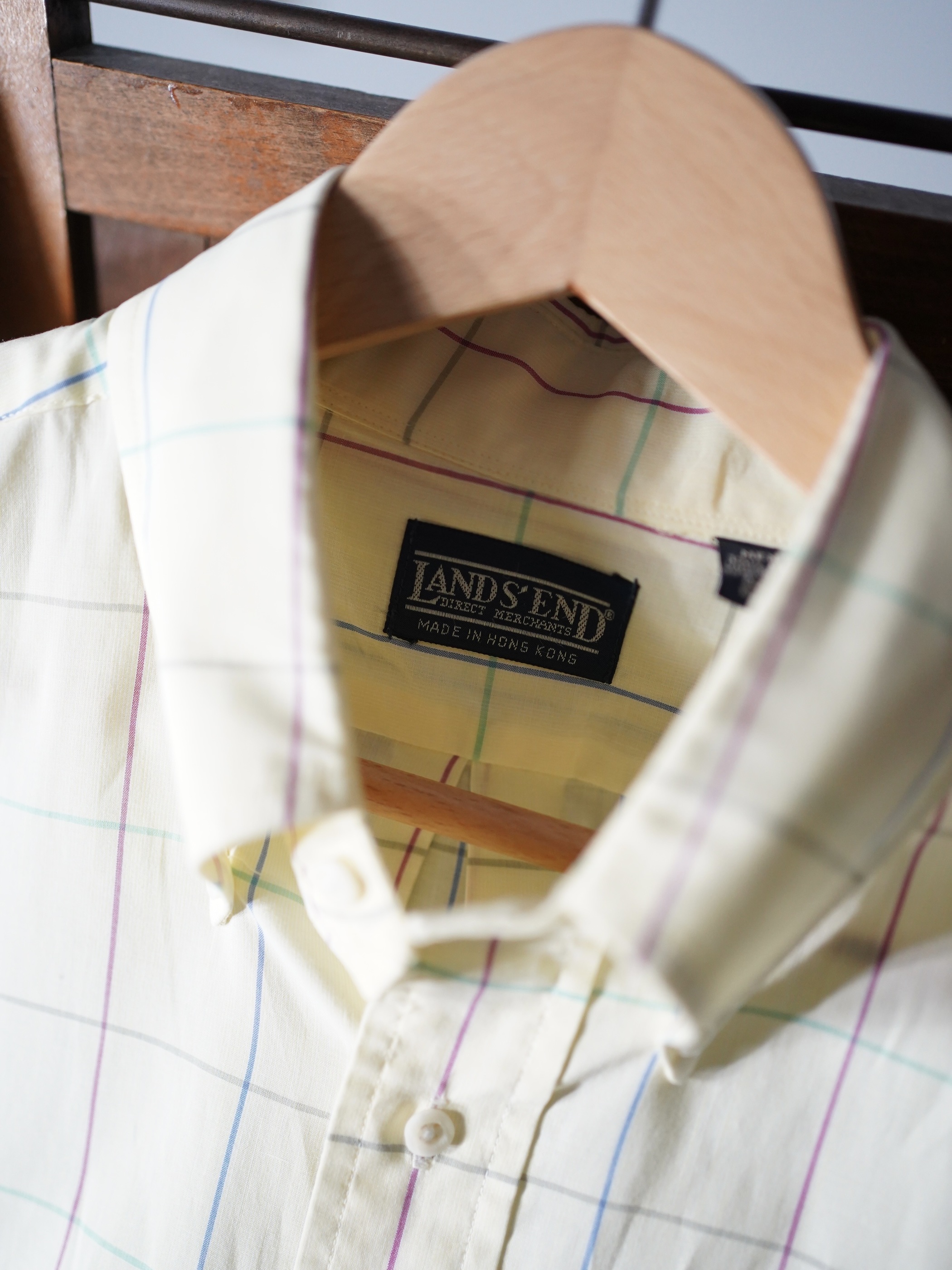 1990's LANDS' END B.D. Cotton dress shirt / Made in Hong Kong