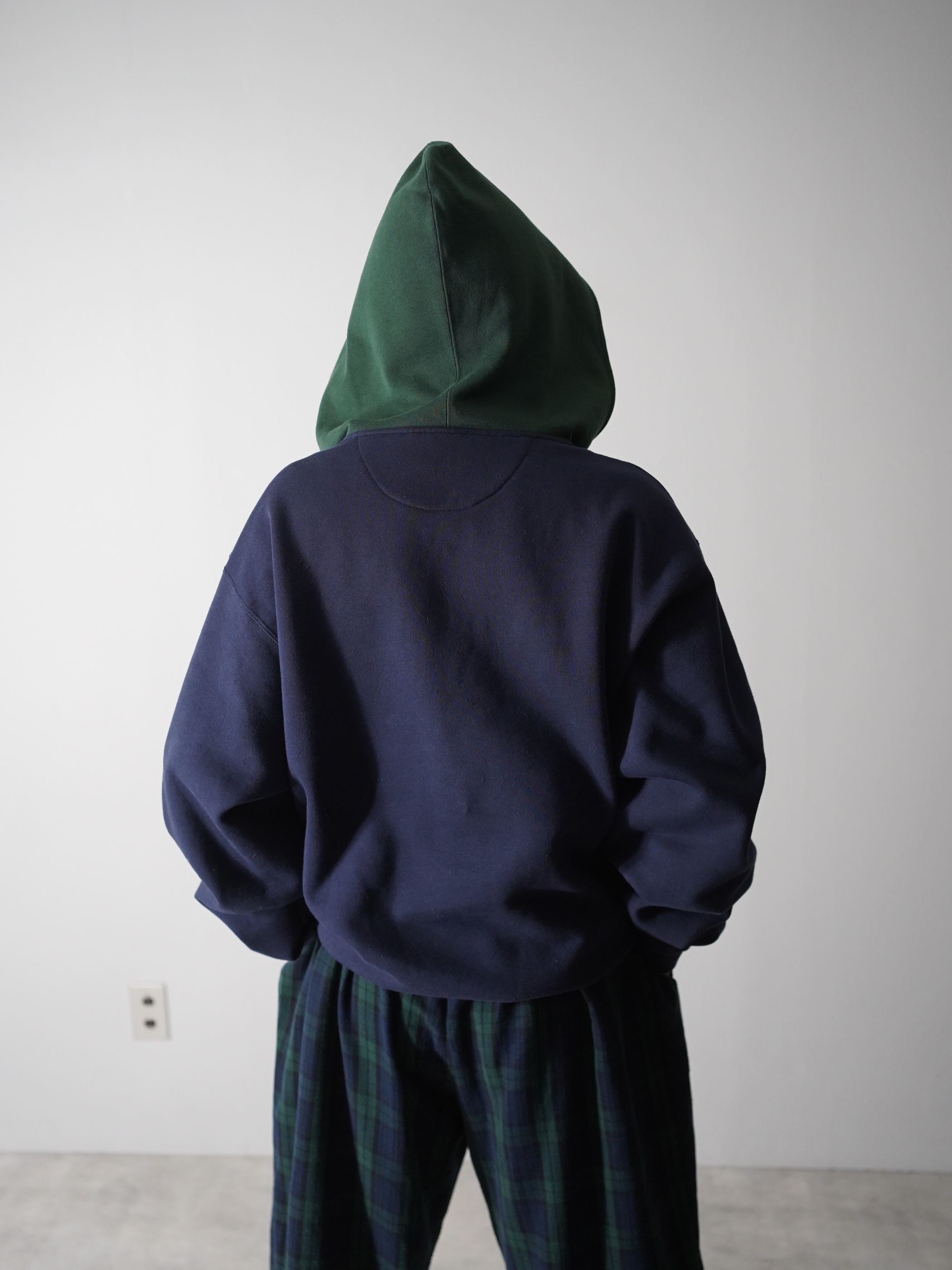 1990's LANDS'END Bi-color design Sweat hoodie / Made in Hong Kong