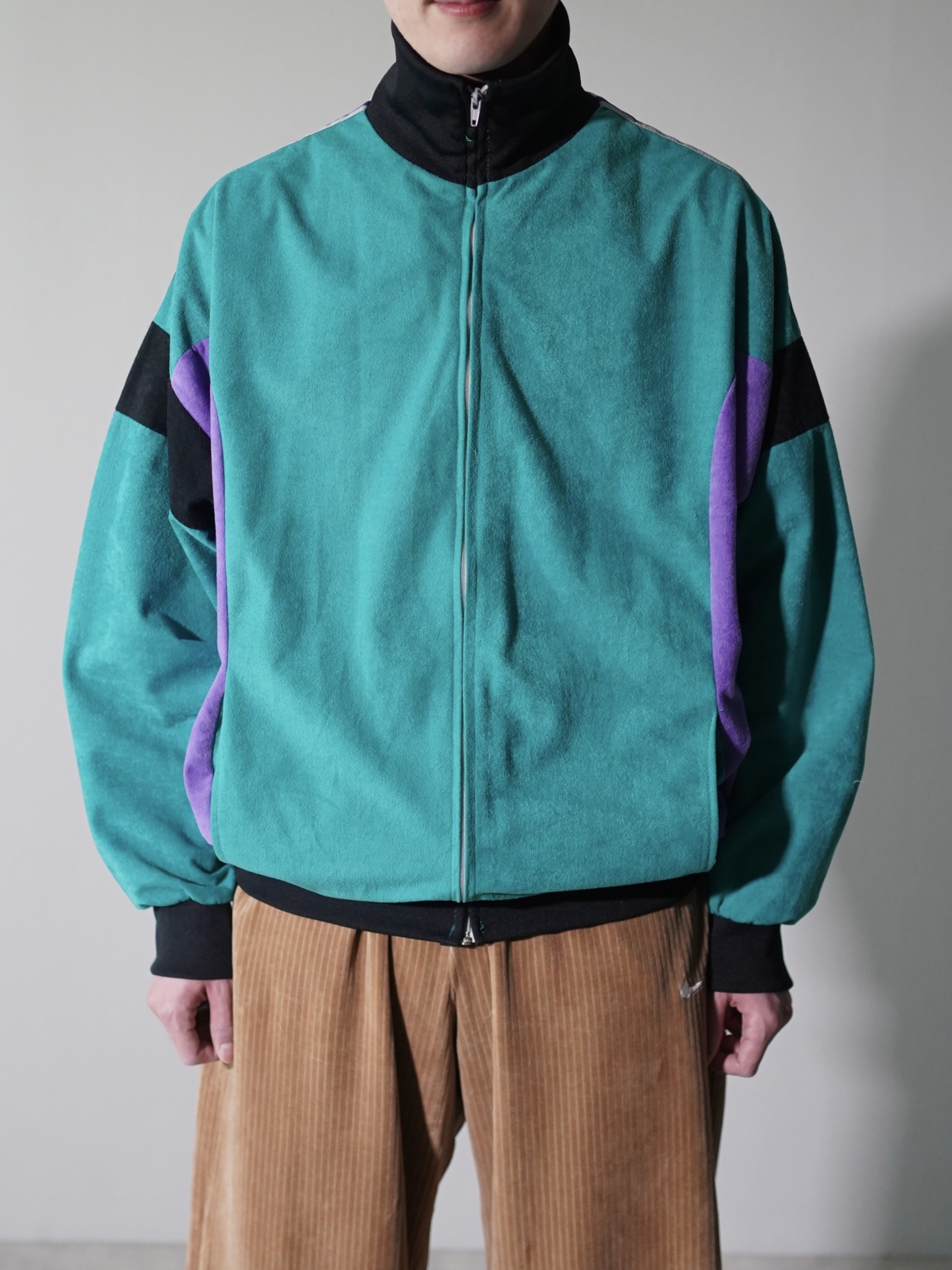 1980's Fake suède Back print track jacket/Made in France