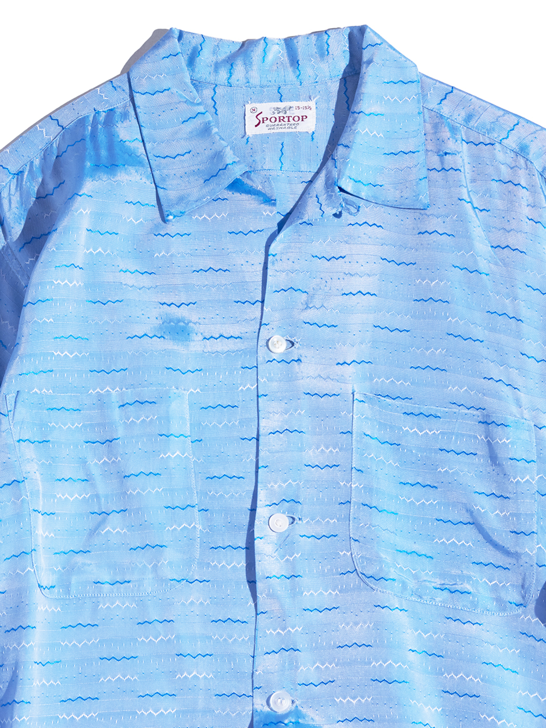 1960s "SPORTOP" satin woven pattern shirt -SAX-