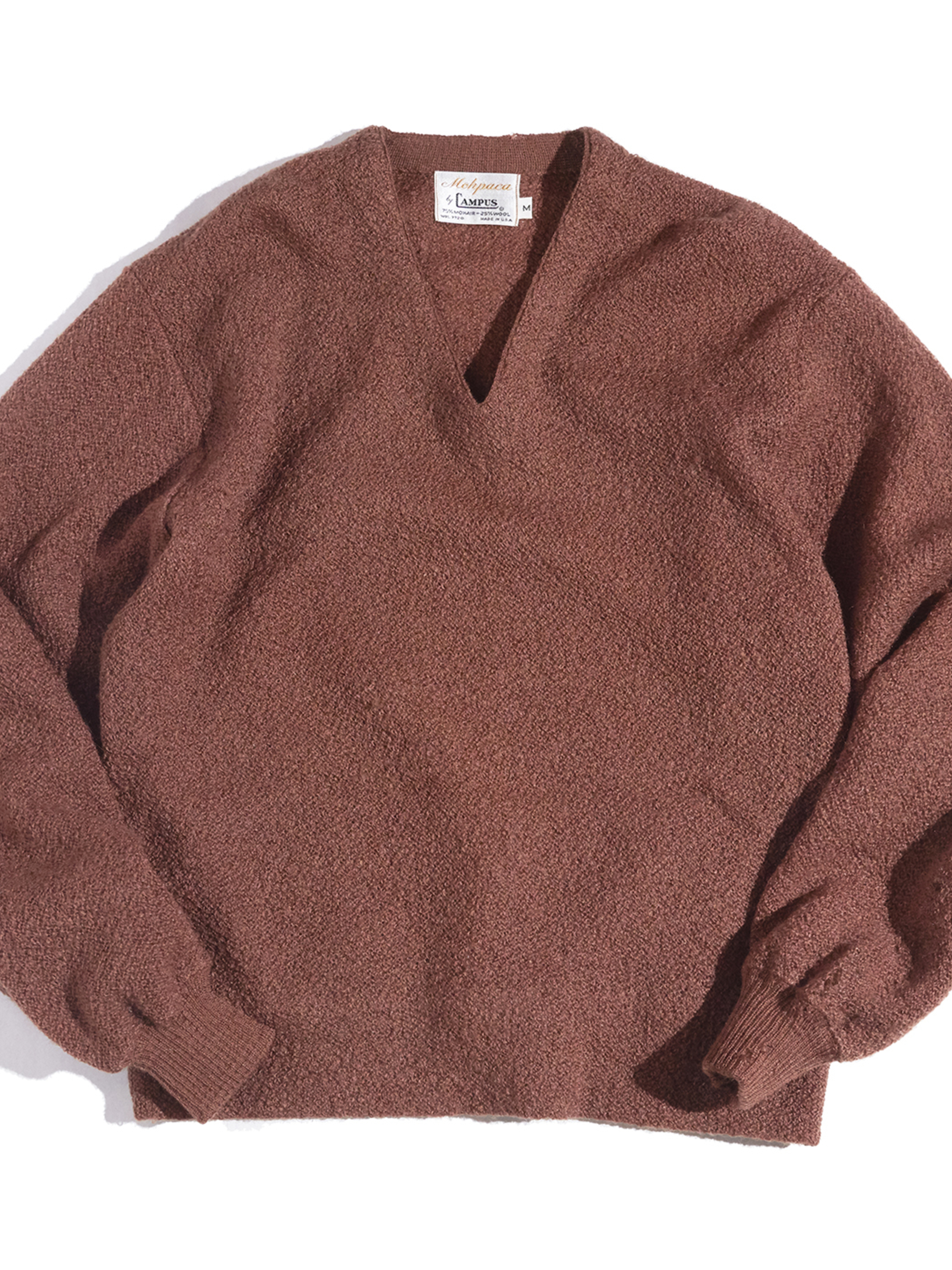 1960s "CAMPUS" mohair/wool v-neck knit -BROWN-