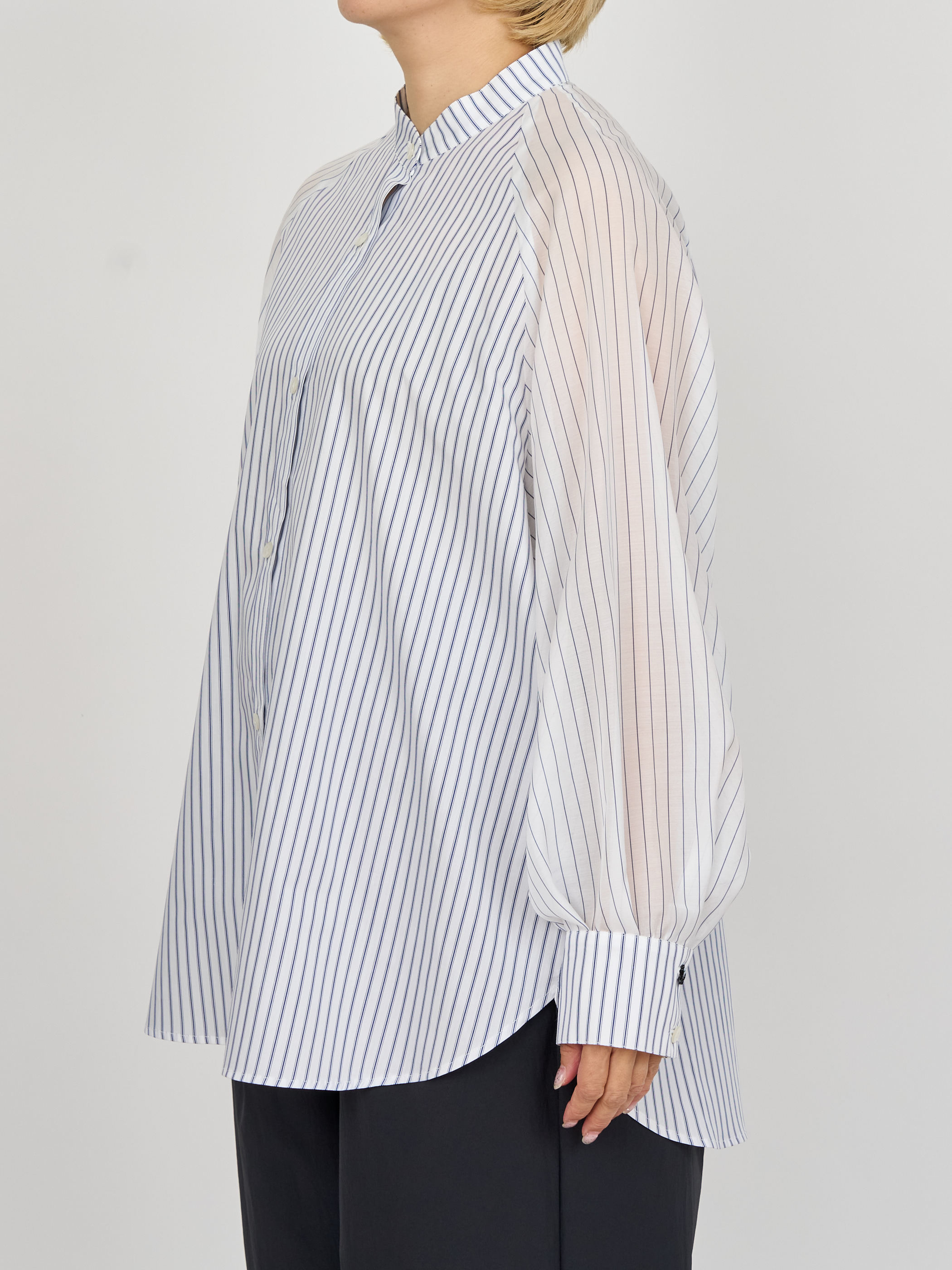 【受注商品】sheer striped blouse・WHITE