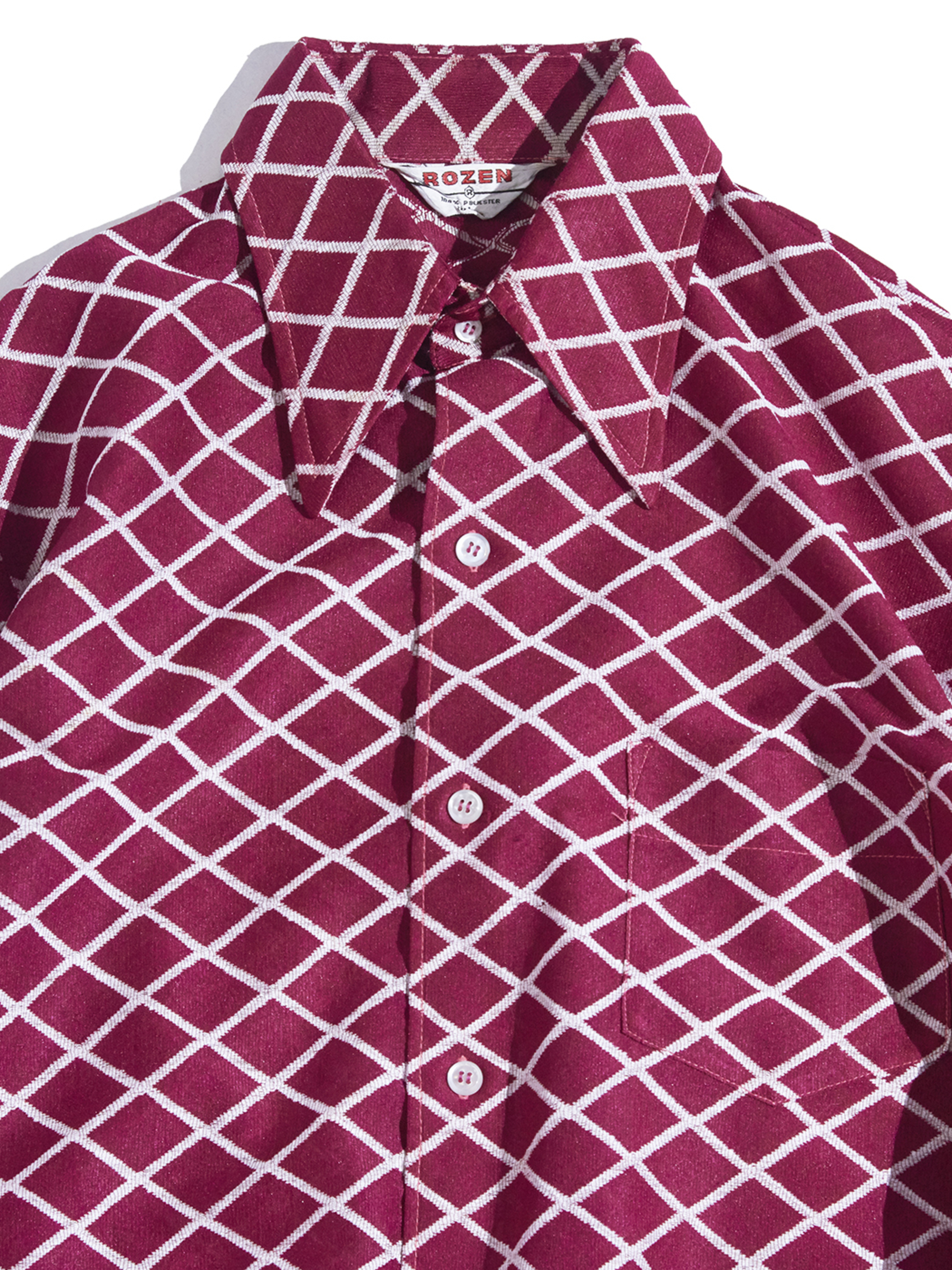1970s "ROZEN" poly pattern shirt -BURGANDY-