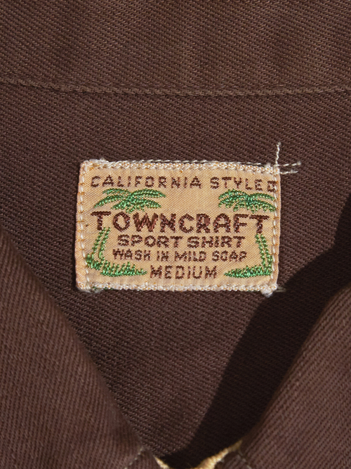1940s "TOWNCRAFT" embroidery two tone cotton shirt -BROWN×YELLOW-