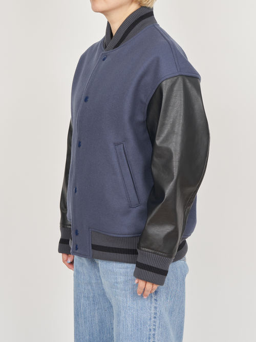 【受注商品】embroidery stadium jacket・NAVY×BLACK