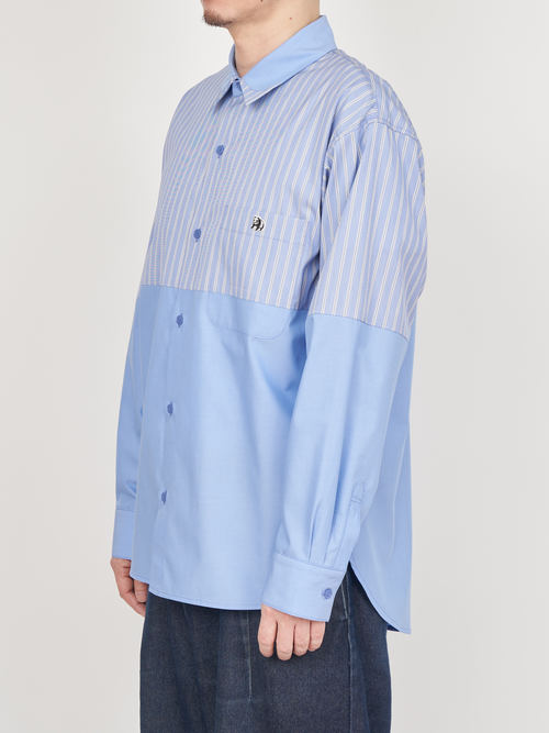 【受注商品】fake round collar shirt・LT.BLUE