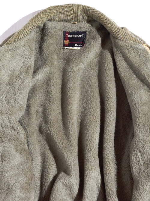 1960s "TOWNCRAFT" nubak/wool knit jacket -BEIGE×GREY- <SALE¥16000→¥12800>
