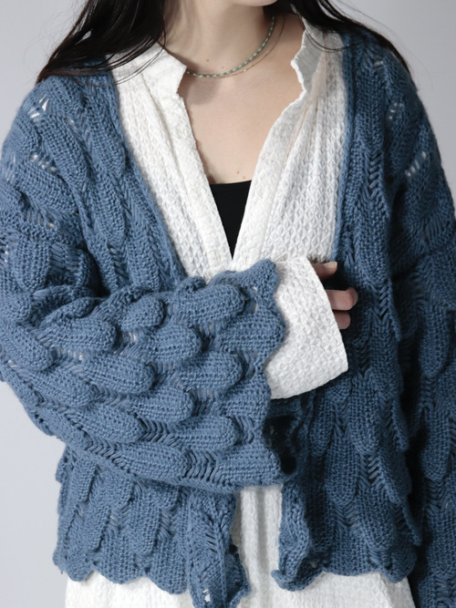 Flare Sleeve Scale knitting Cardigan