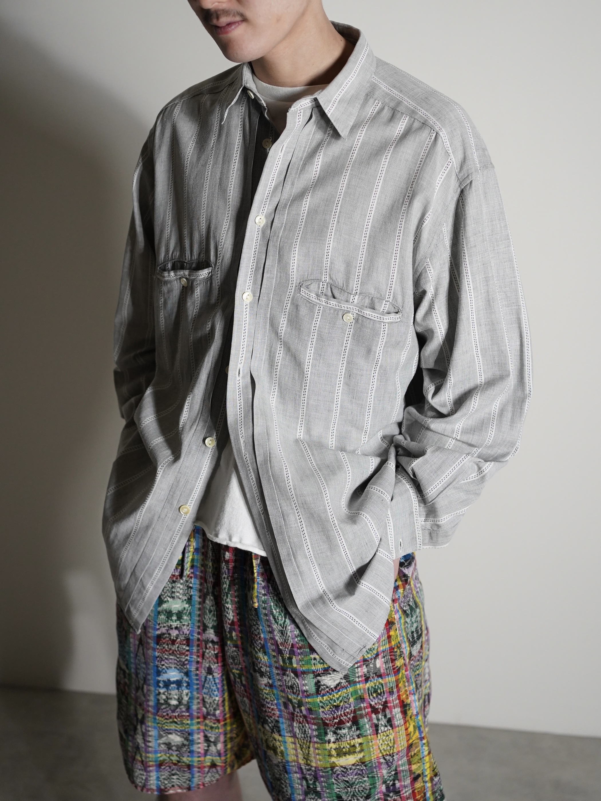 1990's- Levi's Pleats front Cotton Stripe shirt / Made in India