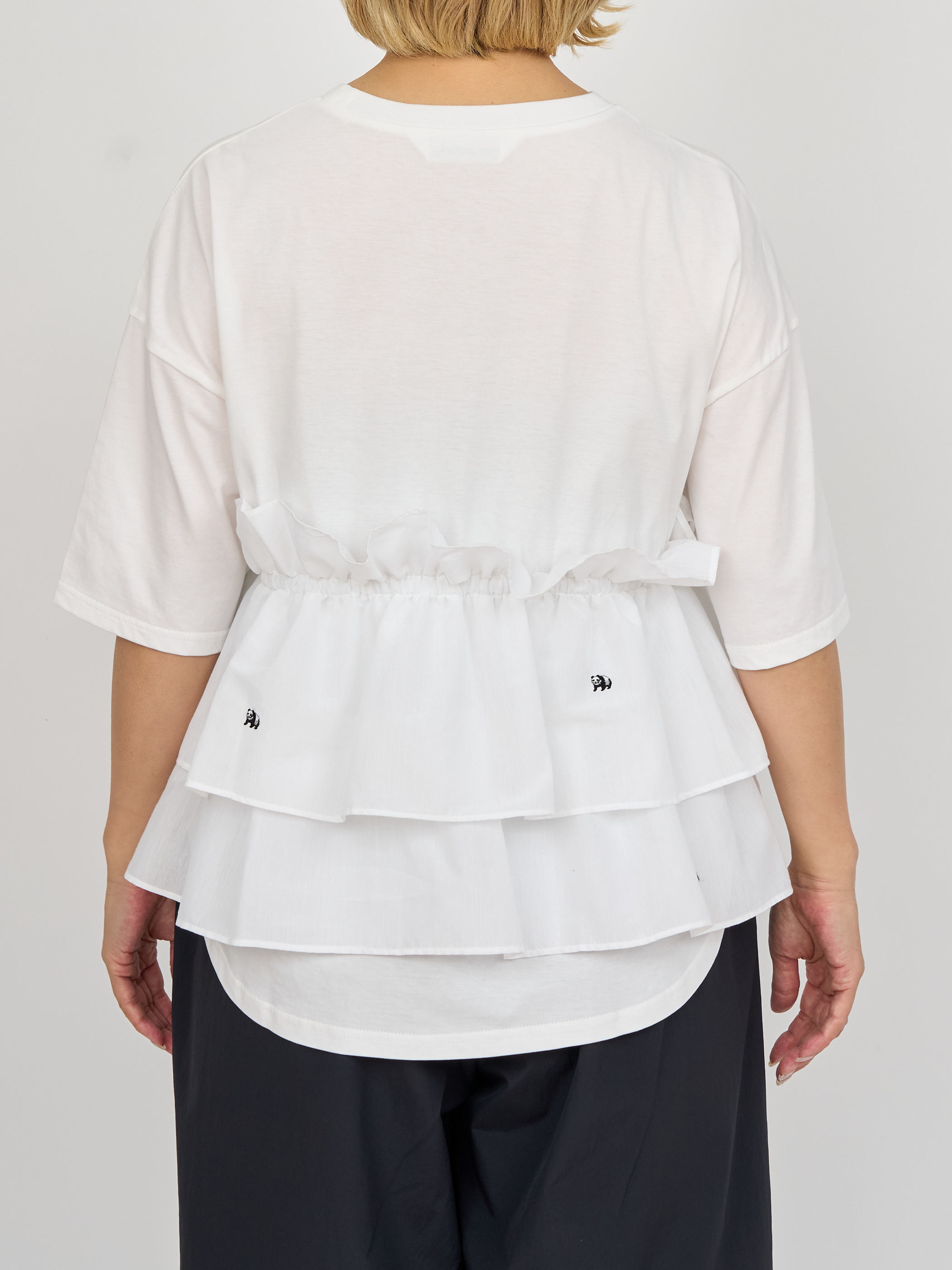【受注商品】mini pandas frilled top・WHITE×WHITE