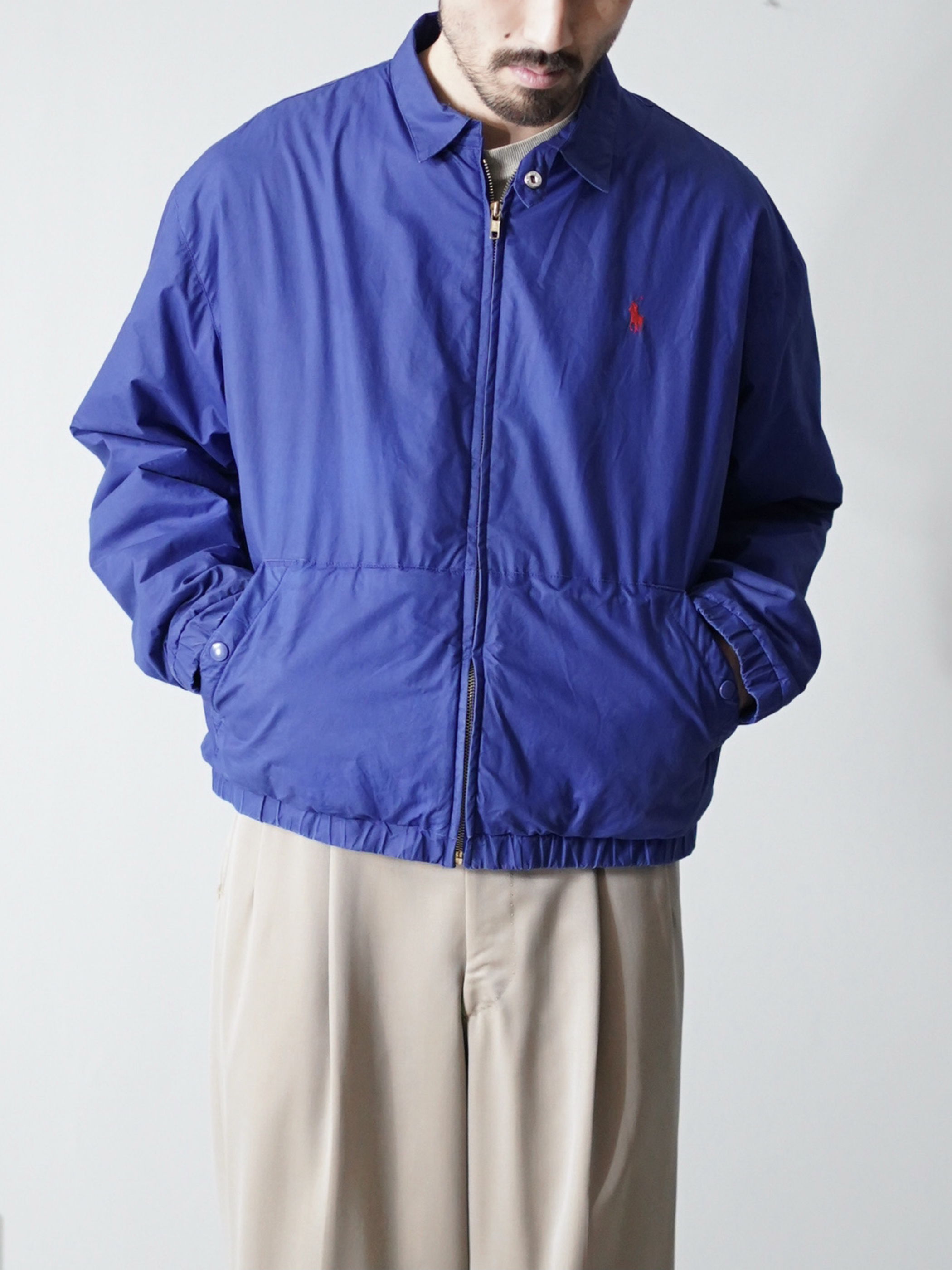 1980's Polo by Ralph Lauren Poplin shell acrilic liner drizzler jacket/Made in Hong Kong