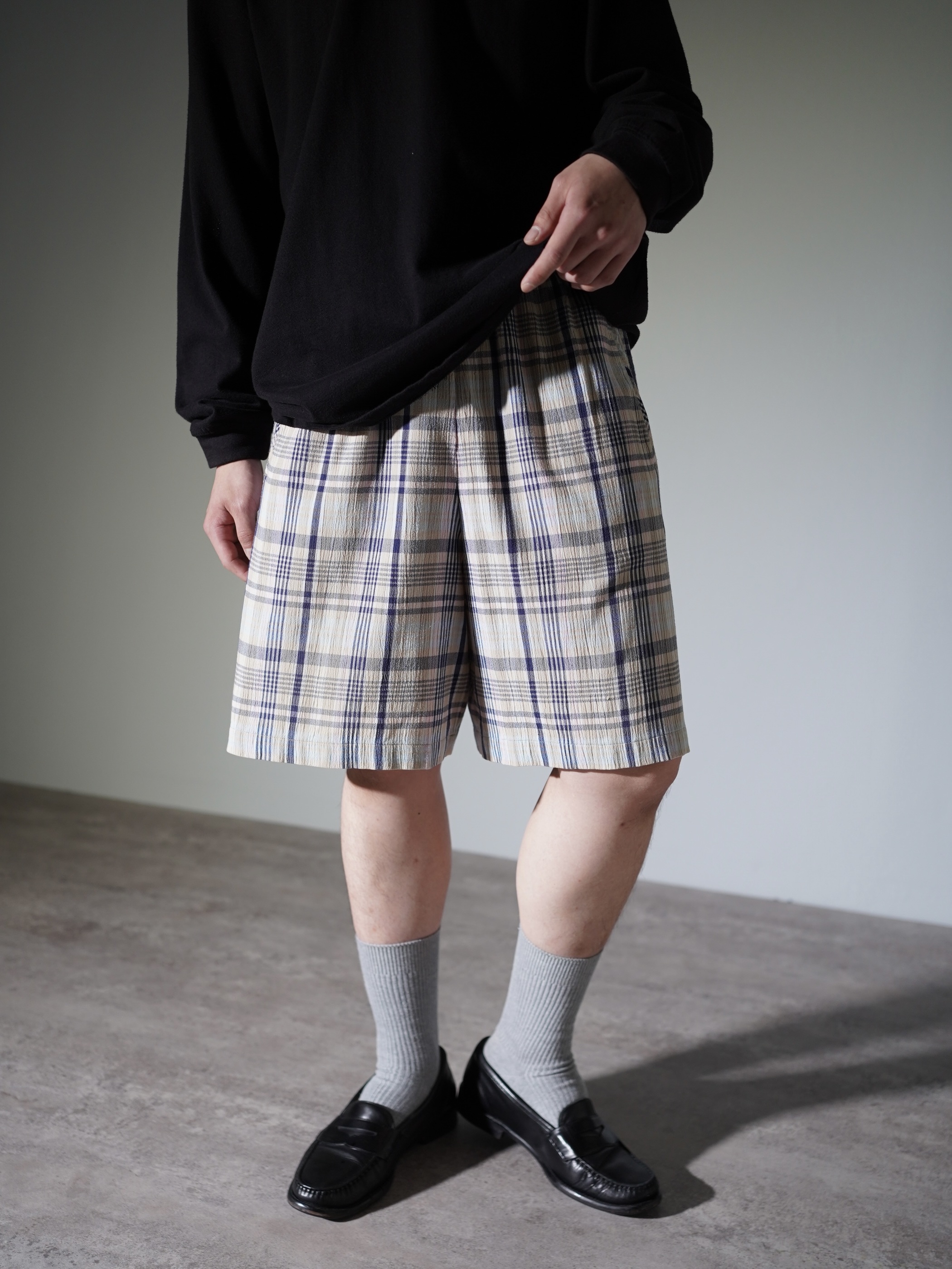 1990's KORET FRANCISCA Elastic Poly cotton check shorts / Made in Mexico
