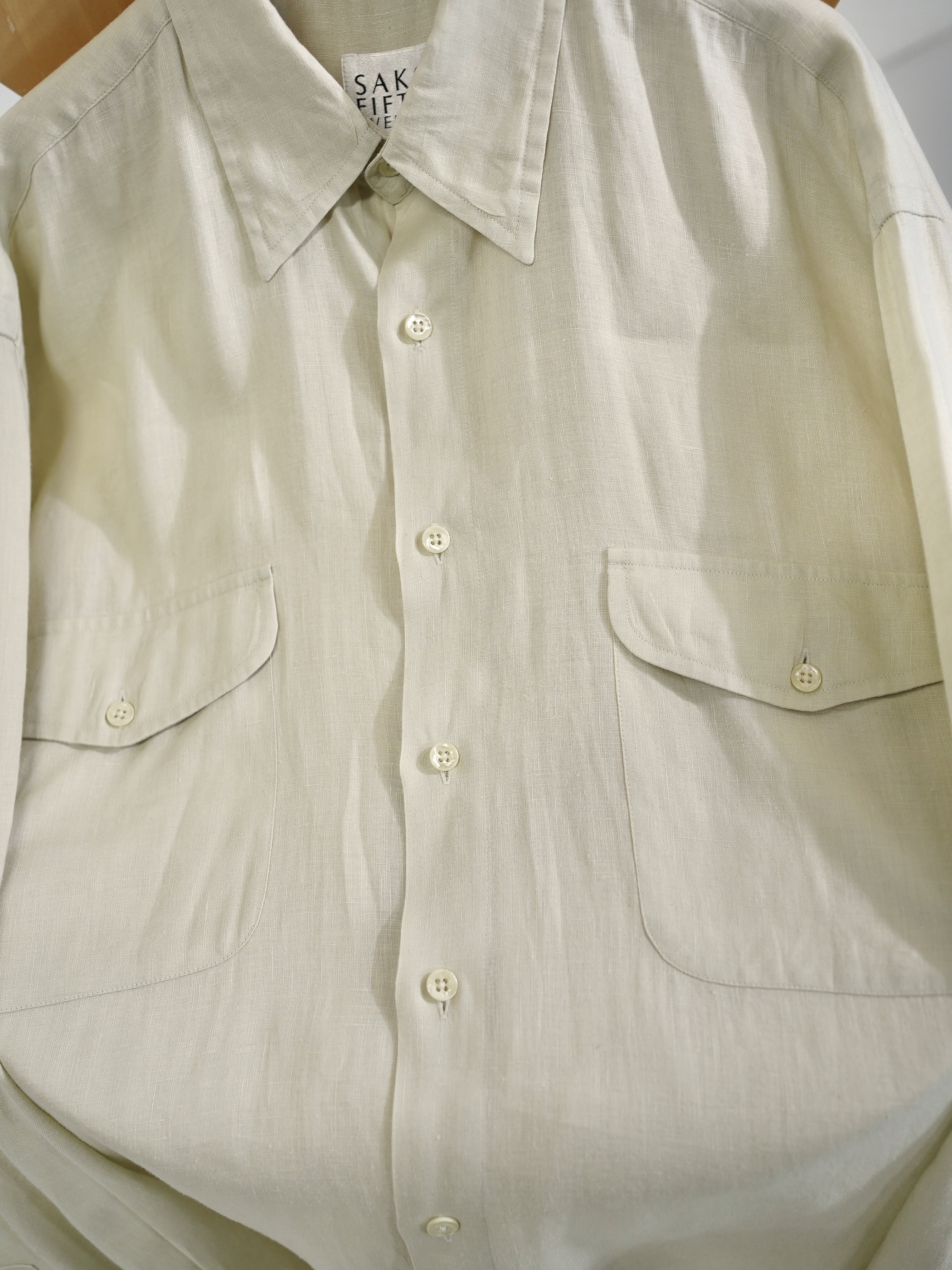 OLD SAKS FIFTH AVENUE 2p Linen shirt / Made in Hong Kong
