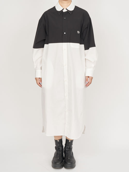 【受注商品】fake round collar shirt dress・BLACK×WHITE