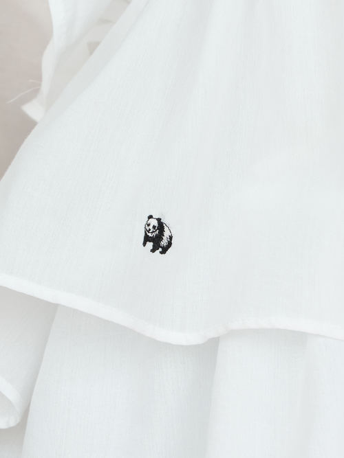 【受注商品】mini pandas frilled top・WHITE×WHITE